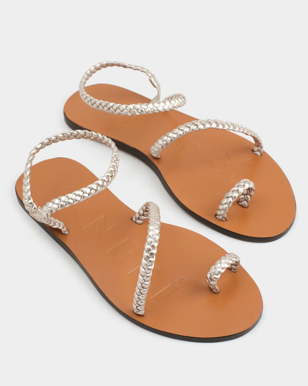 Leather Braid Toe Ring Sandals - Q44Y0 - Canyon Platinum - Image 3