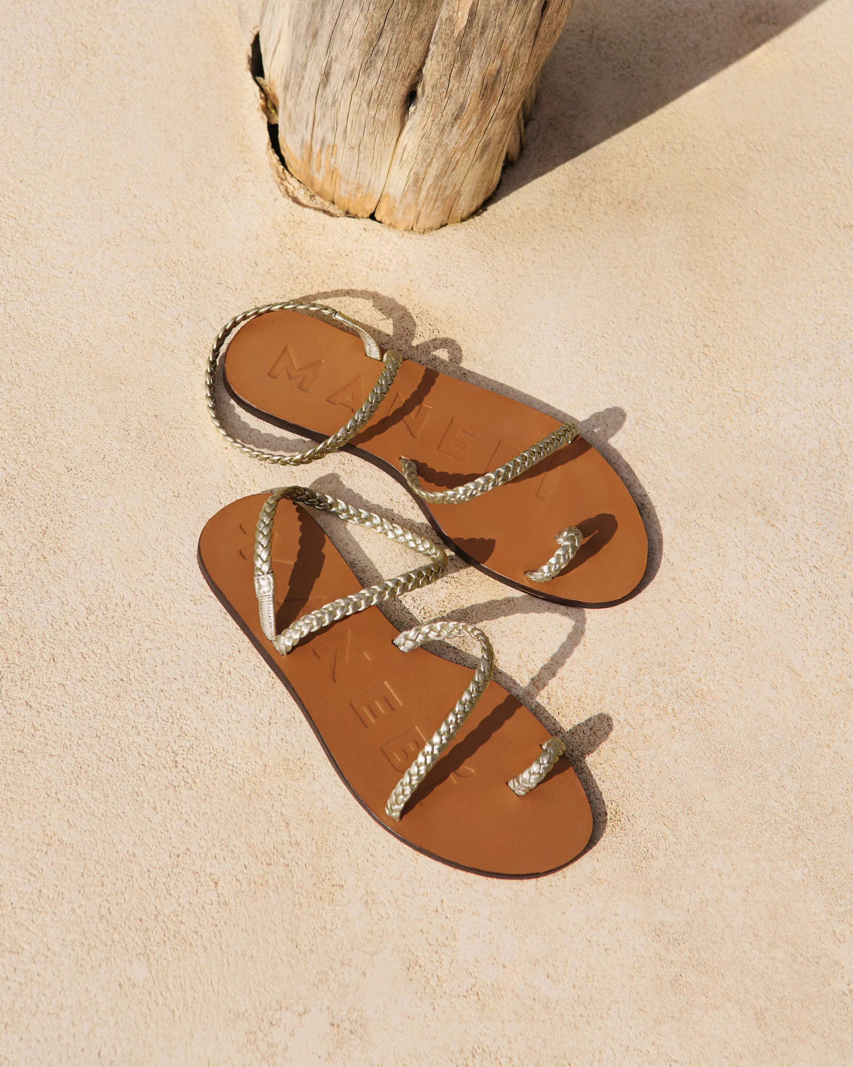 Leather Braid Toe Ring Sandals - Q44Y0 - Canyon Platinum - Image 5
