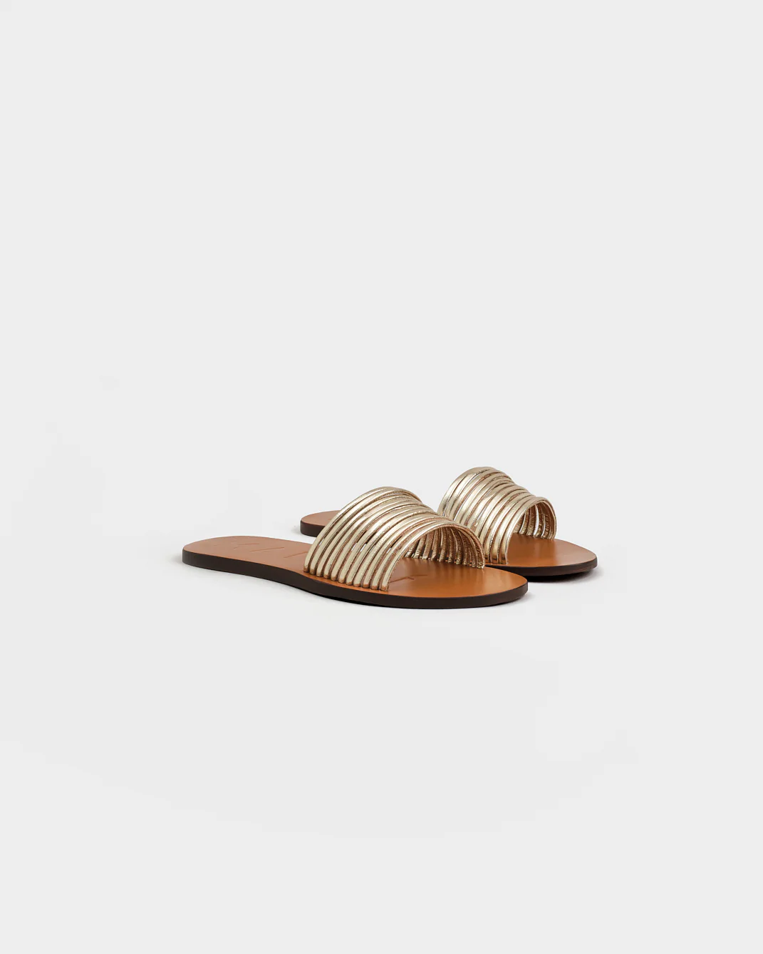 Leather Multi Stripes Band Sandals - Q90Y0 - Canyon Platinum - Image 3