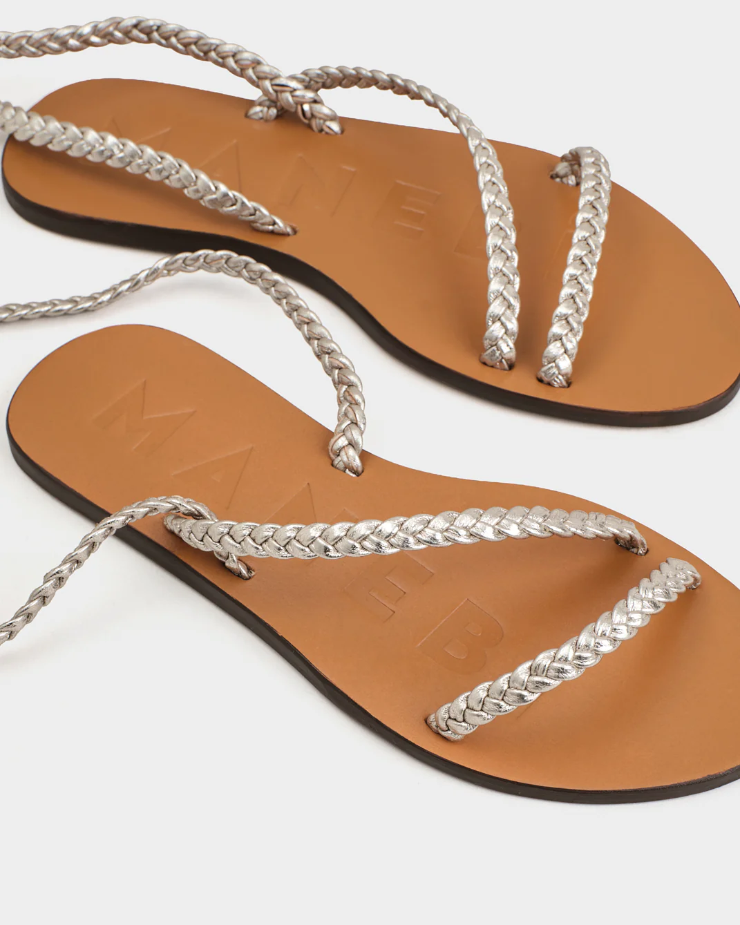 Leather Tie-Up Multi Braid Bands Sandals - Q31Y0 - Canyon Platinum - Image 3