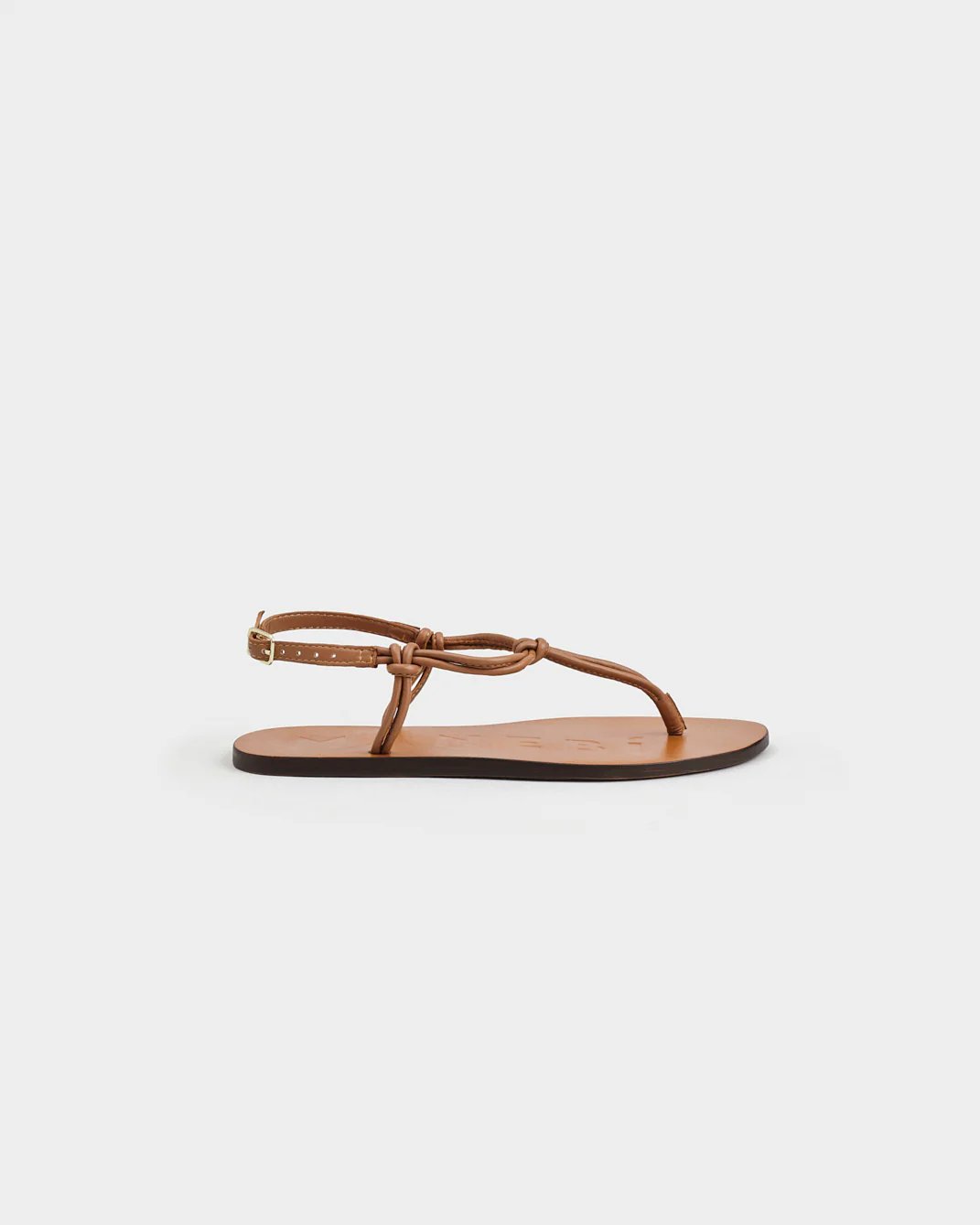 Leather Knot Thong Sandals - Q46Y0 - Canyon Tan