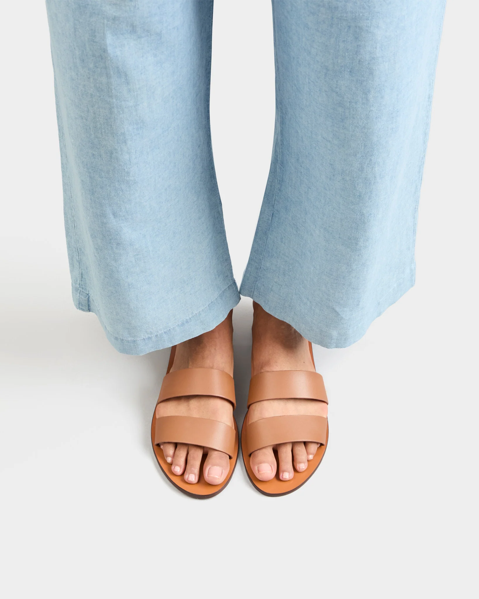 Leather Two Bands Sandals - P97Y0 - Canyon Tan - Image 6