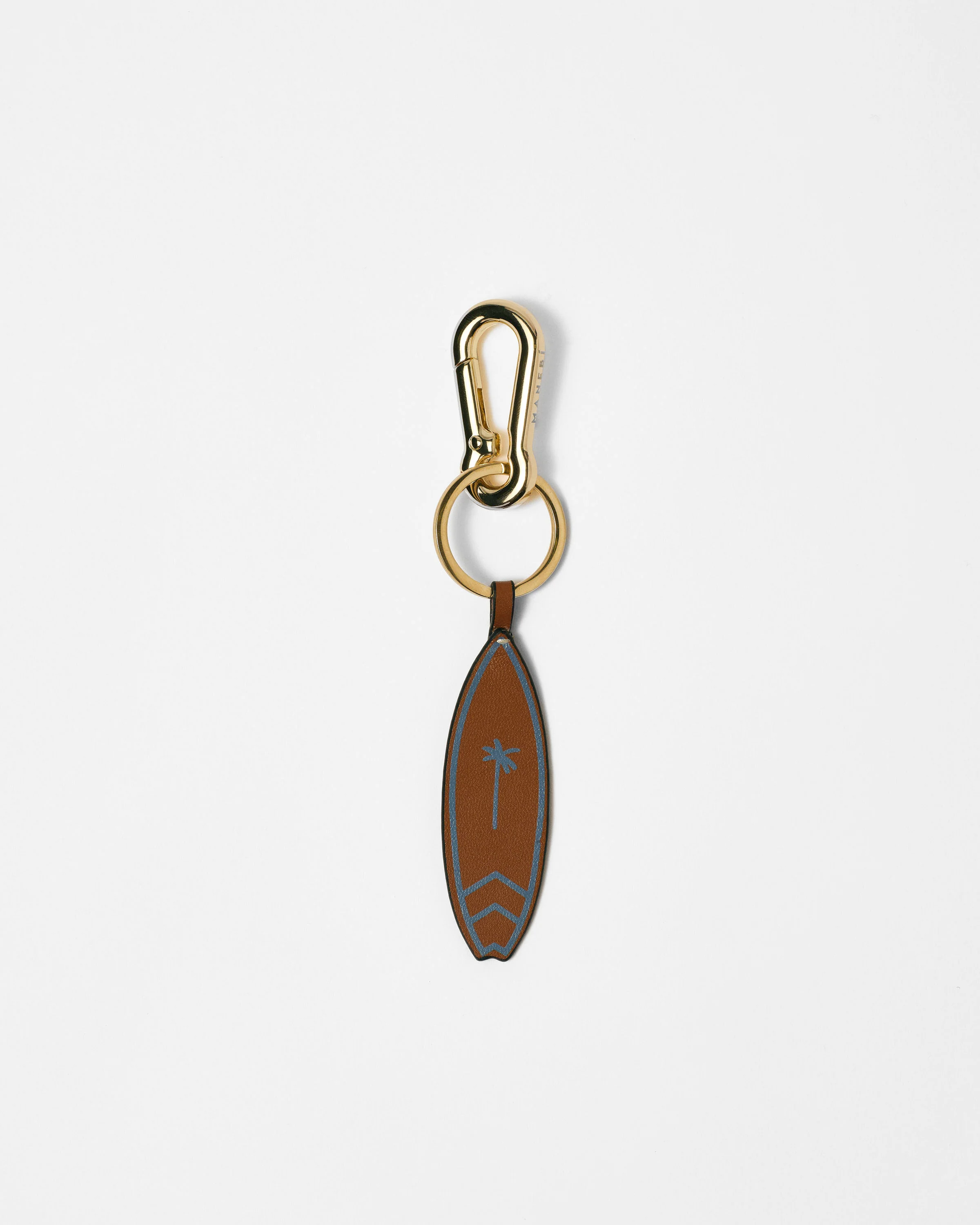 Leather Surf Keyring - L23VV - Canyon Tan With Indigo and Light Gold Hardware