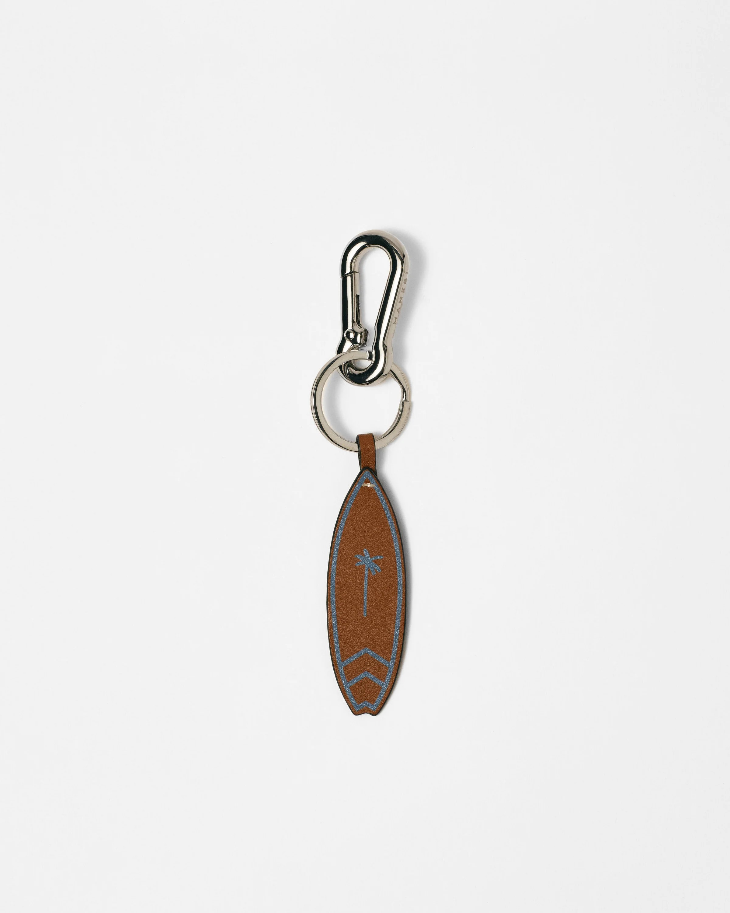 Leather Surf Keyring - L22VV - Canyon Tan With Indigo and Silver Hardware