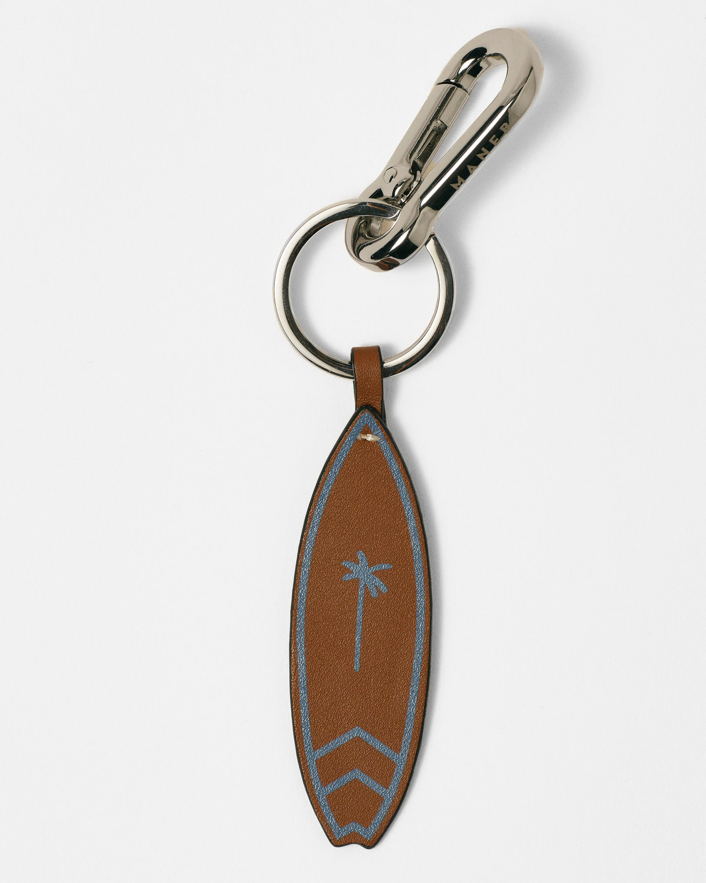 Leather Surf Keyring - L22VV - Canyon Tan With Indigo and Silver Hardware - Image 2