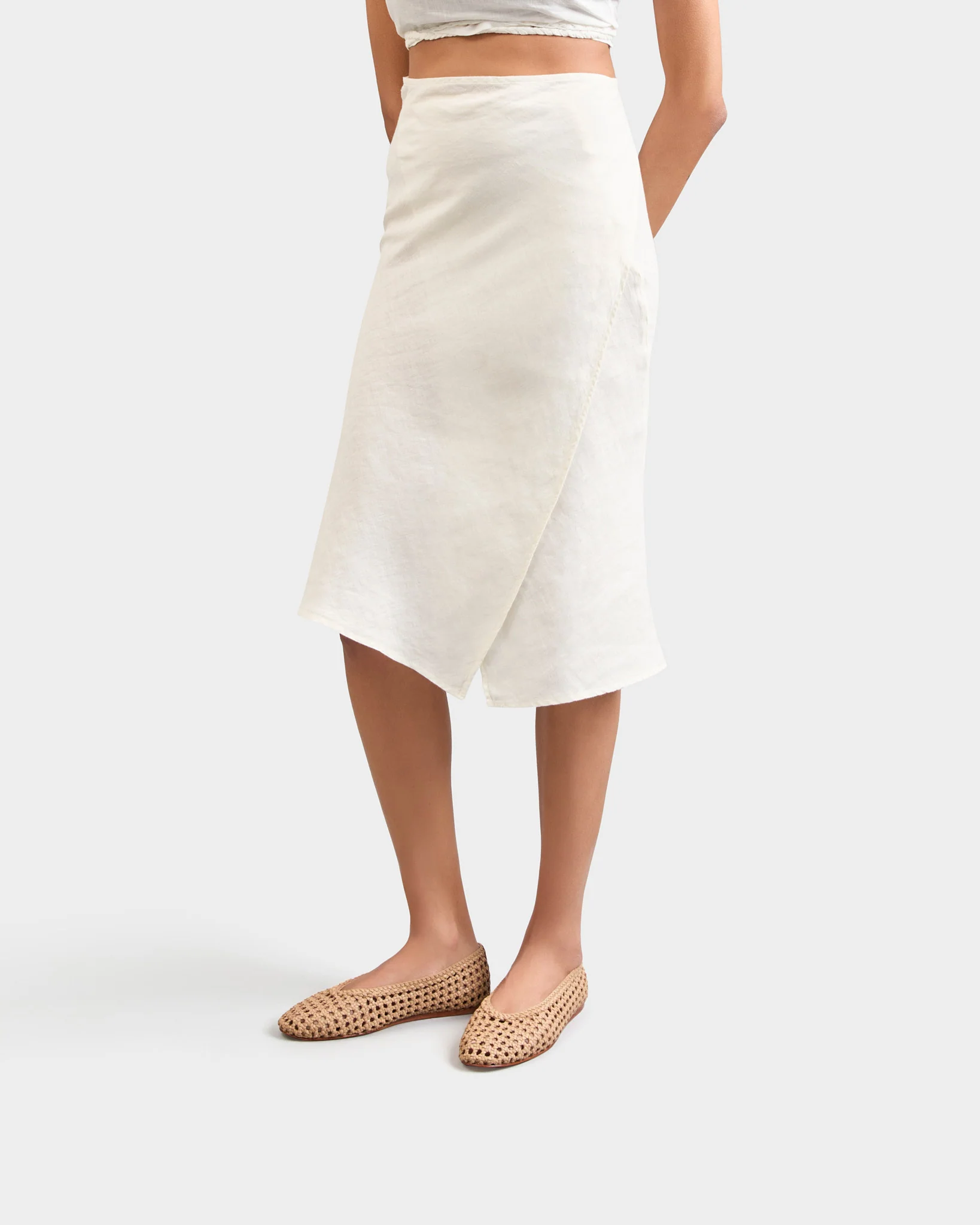 Leather Woven Ballet Flats - Q95GH - Canyon Nude - Image 5