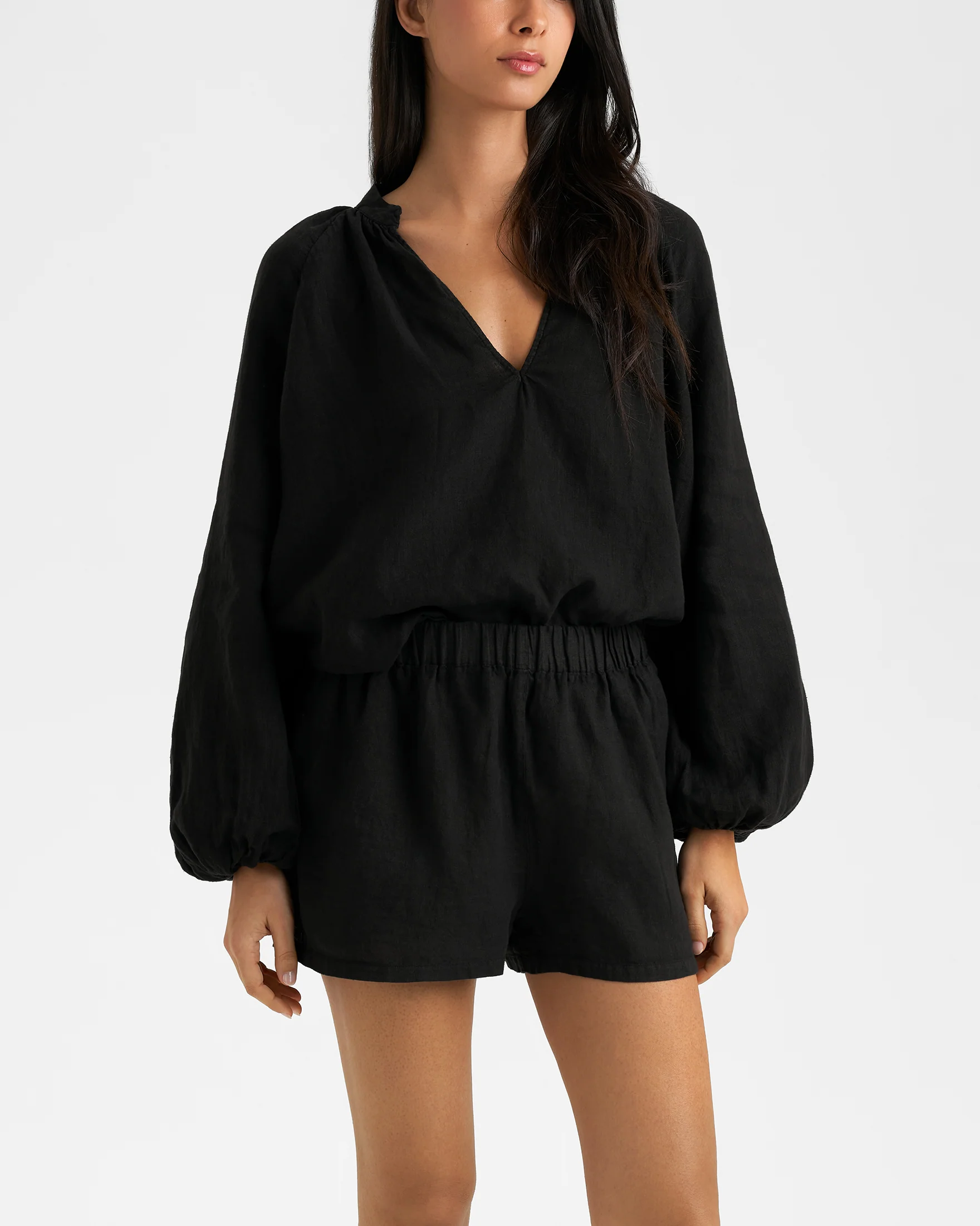 Linen Bahia Shorts - O10BV - Black
