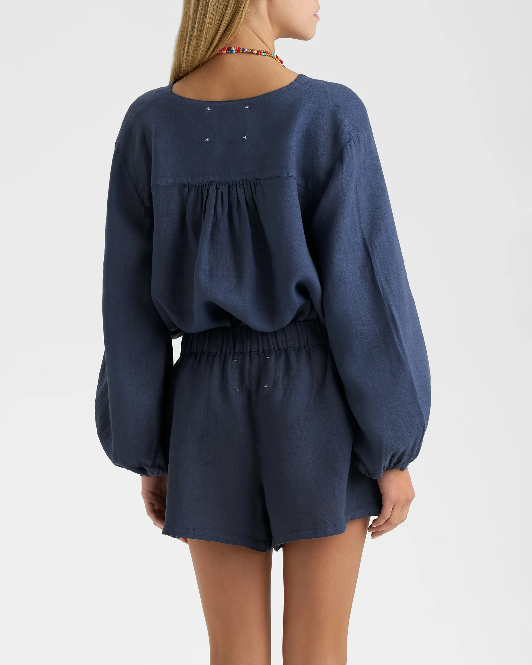 Linen Bahia Shorts - L24BV - Vintage Navy - Image 4