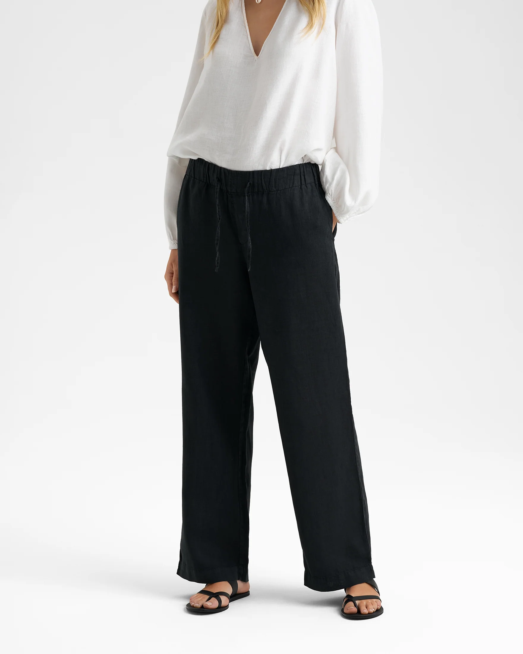 Linen Belem Trousers - O10BM - Black
