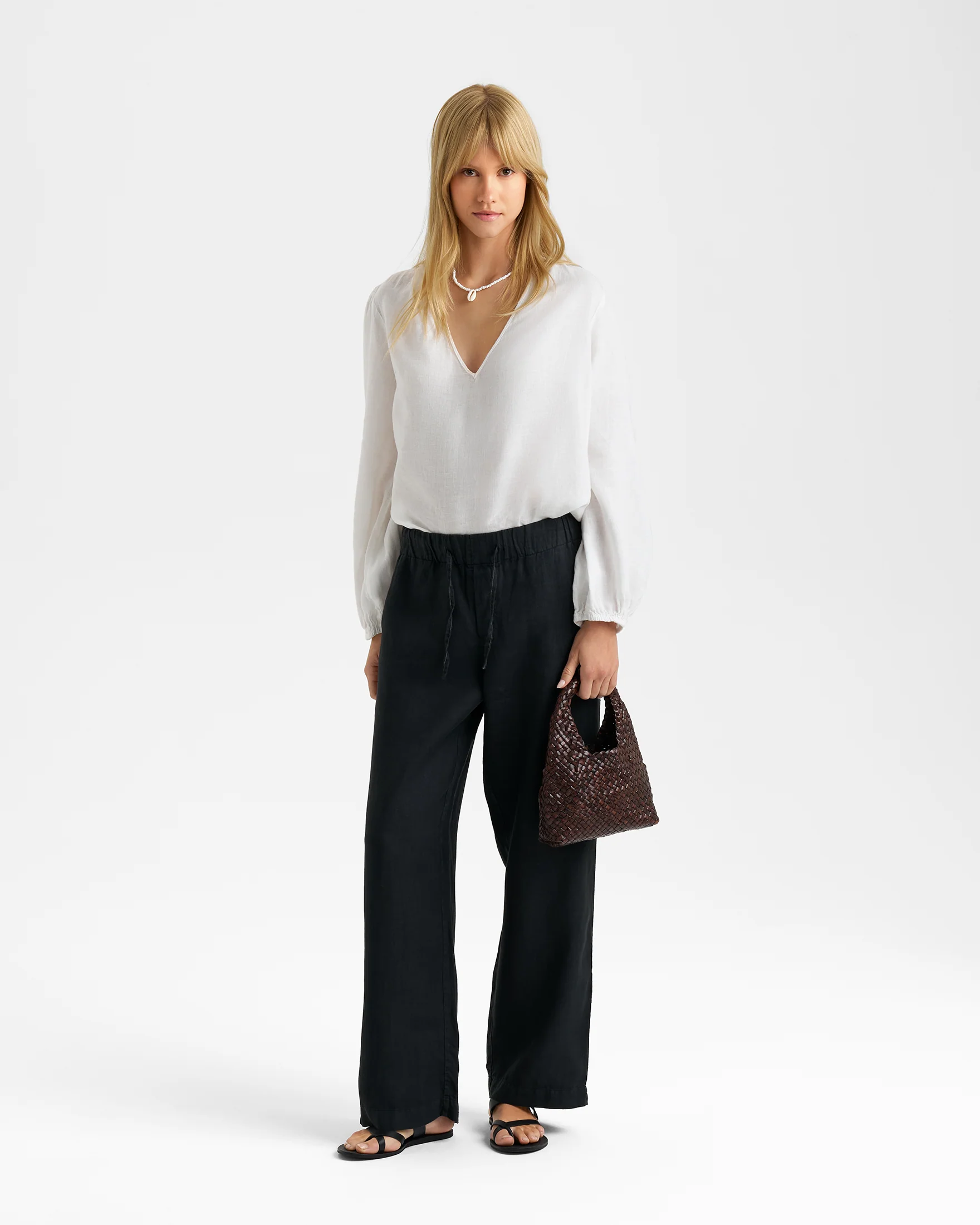 Linen Belem Trousers - O10BM - Black - Image 2