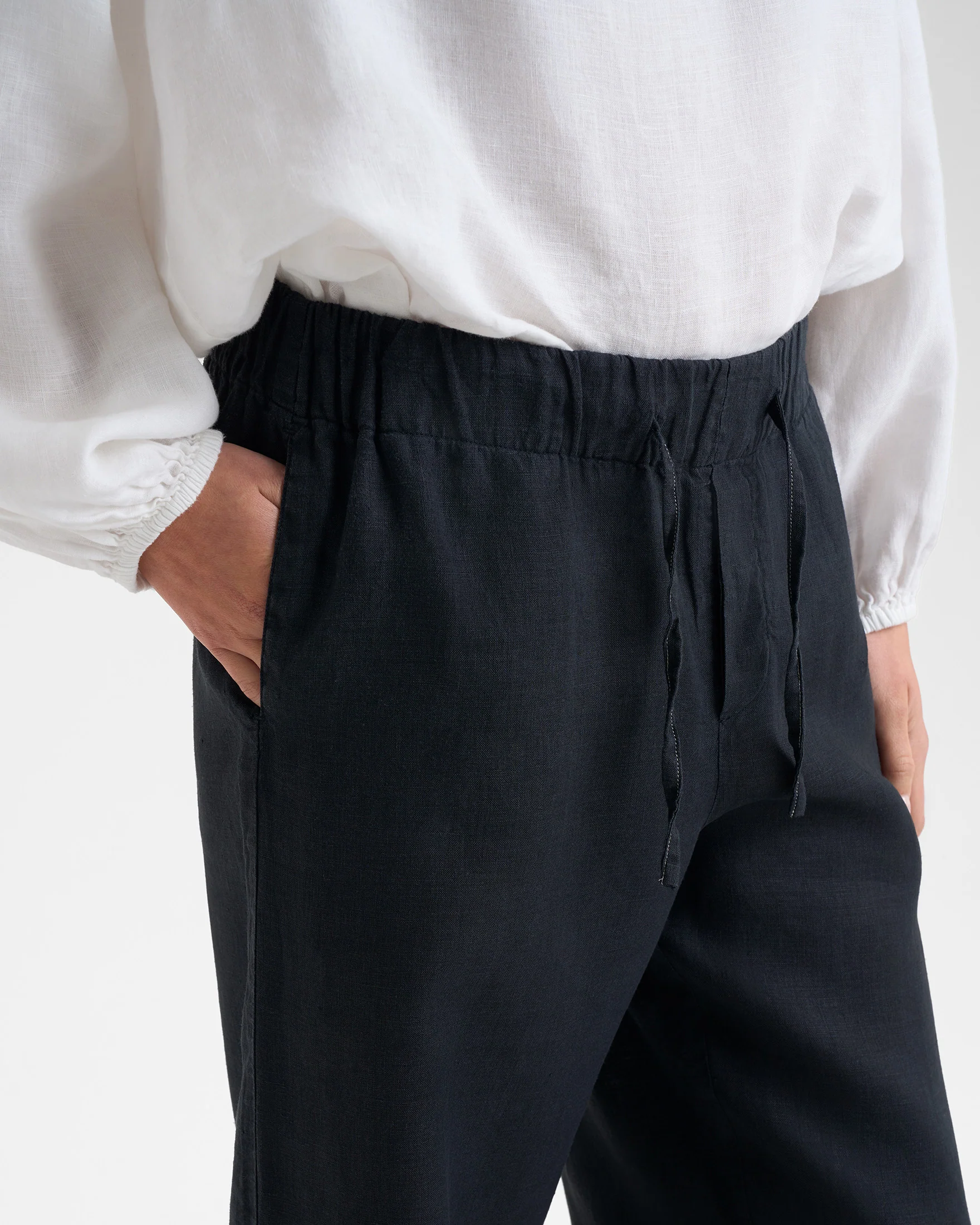 Linen Belem Trousers - O10BM - Black - Image 3