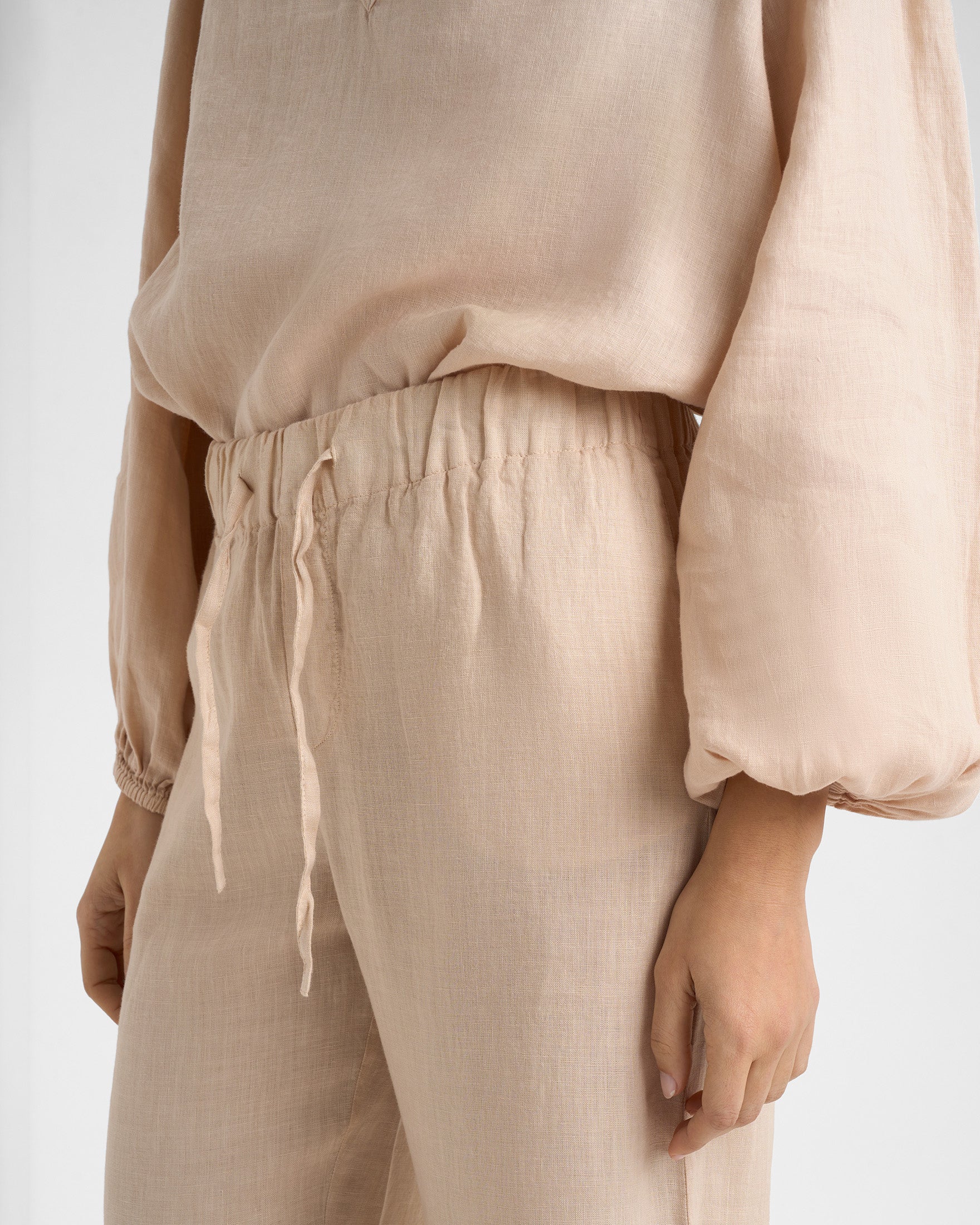 Linen Belem Trousers - L22BM - Bleached Sand - Image 3