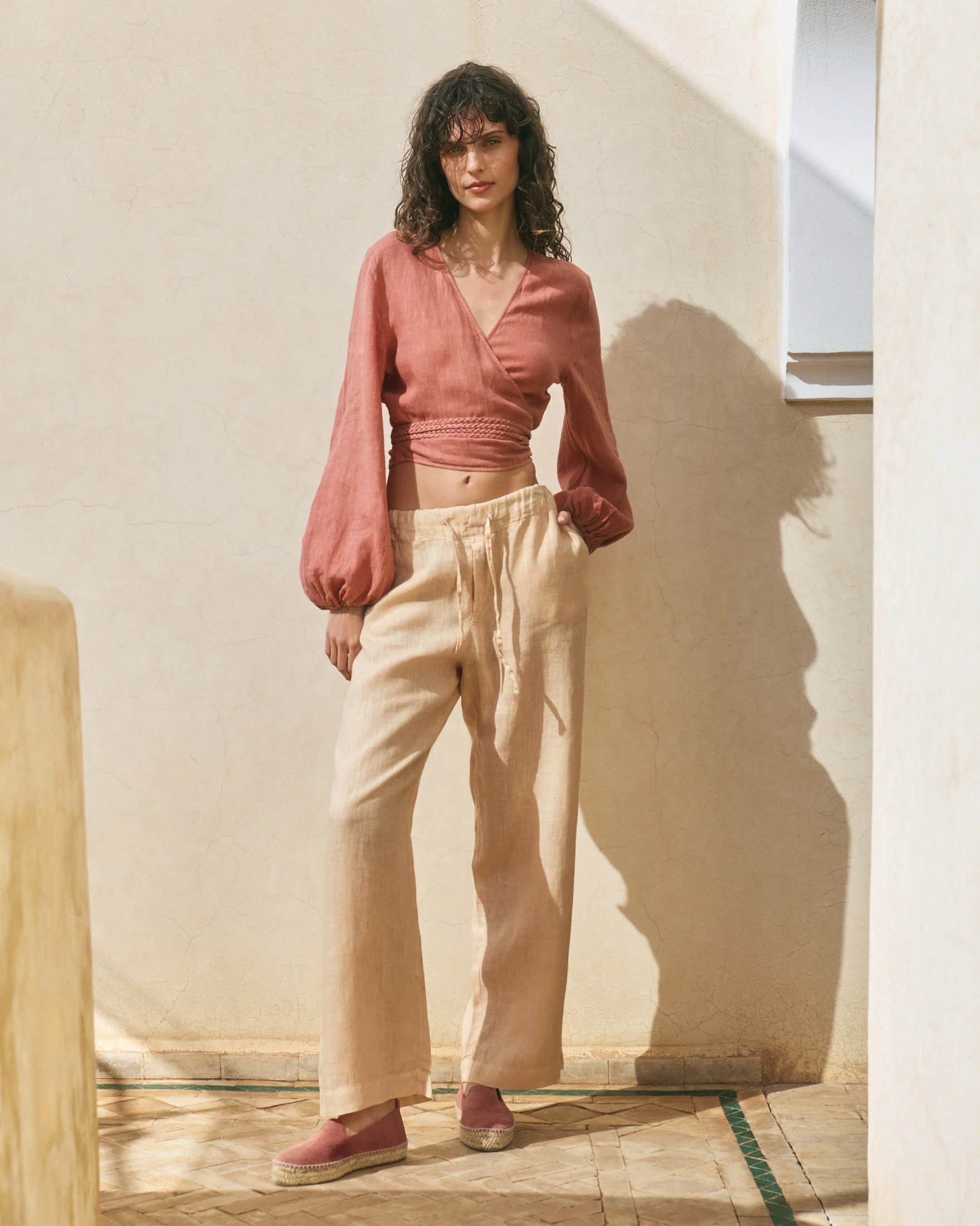 Linen Belem Trousers - L22BM - Bleached Sand - Image 6