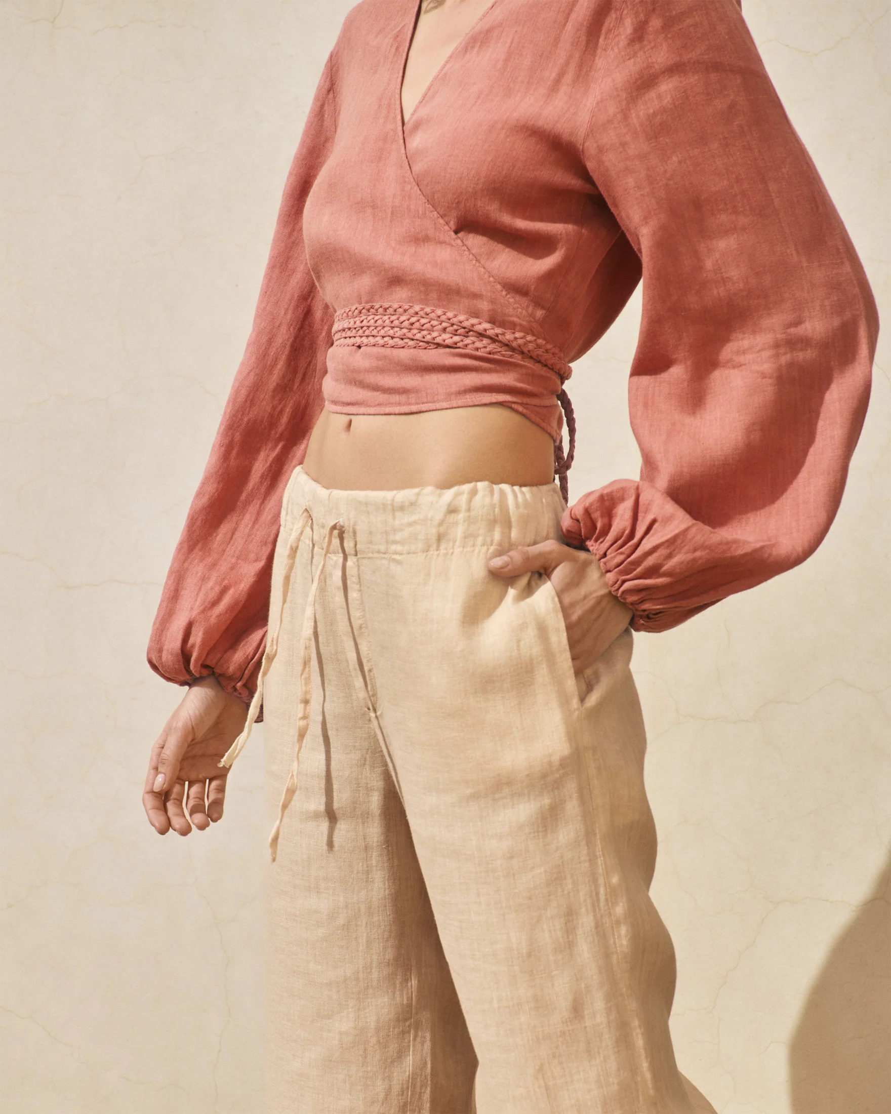 Linen Belem Trousers - L22BM - Bleached Sand - Image 7