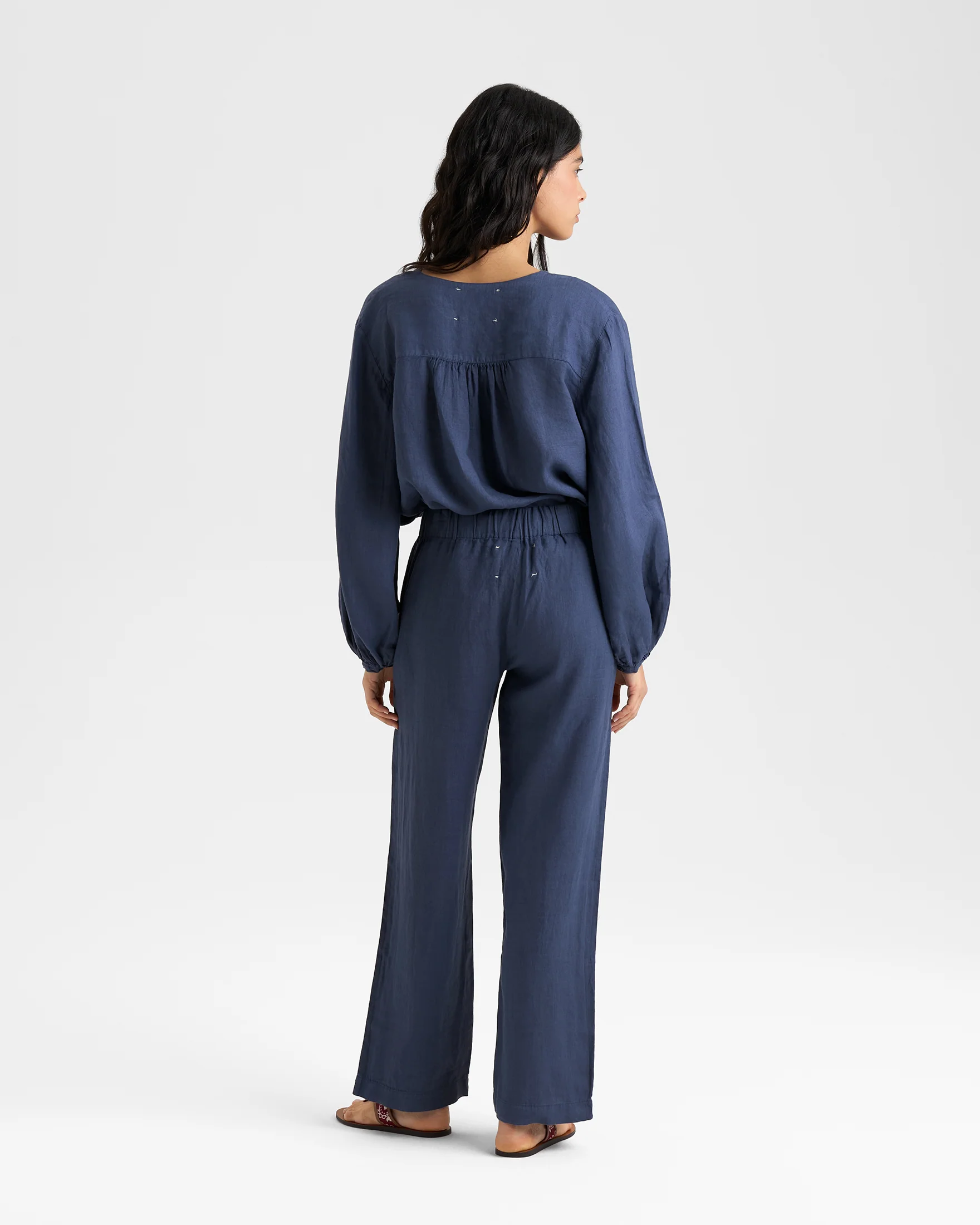 Linen Belem Trousers - L24BM - Vintage Navy - Image 4