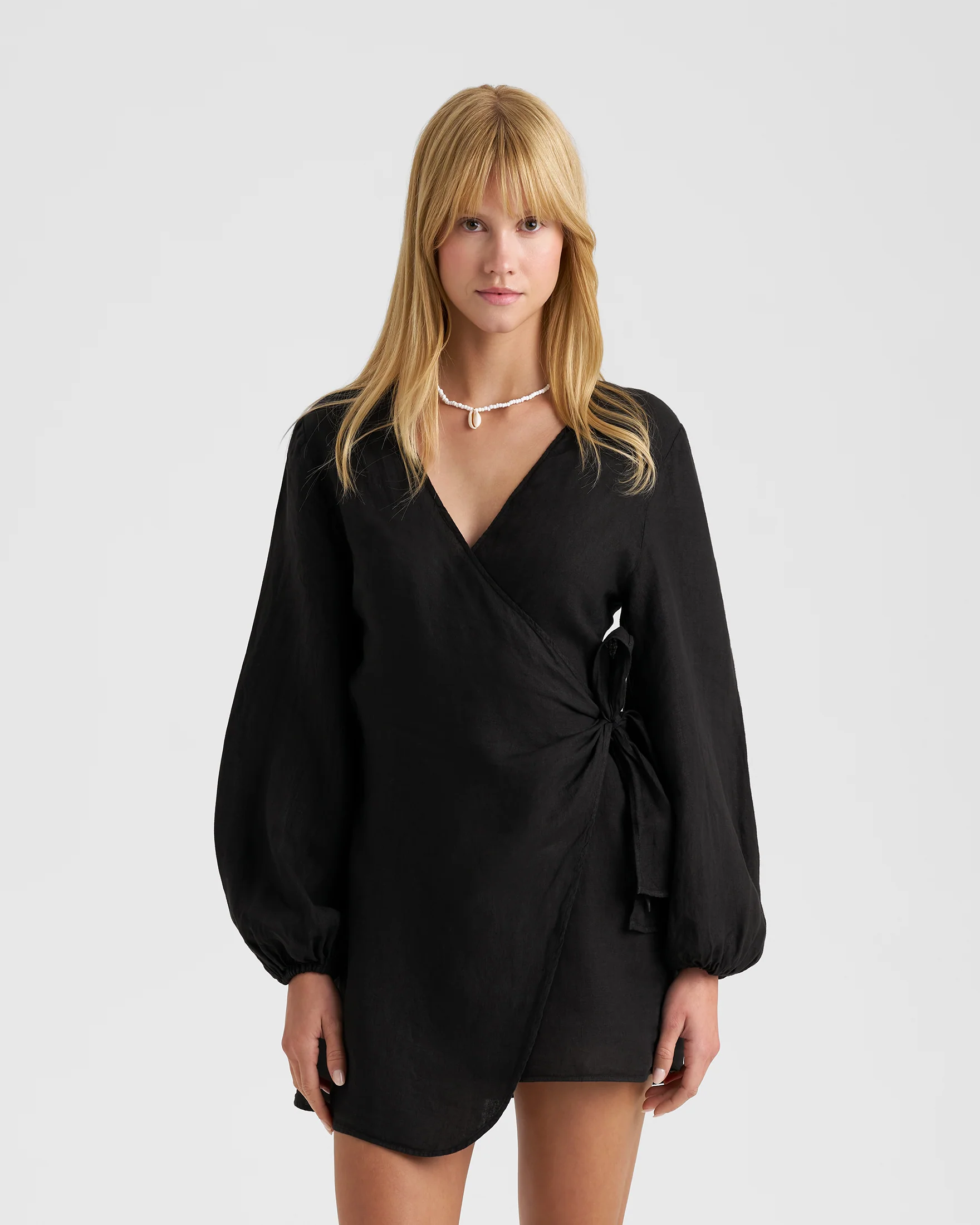 Linen Biarritz Dress - O10BZ - Black