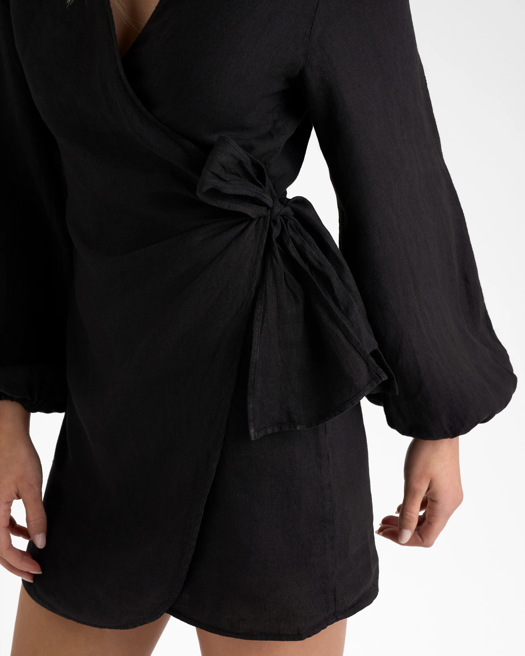 Linen Biarritz Dress - O10BZ - Black - Image 3