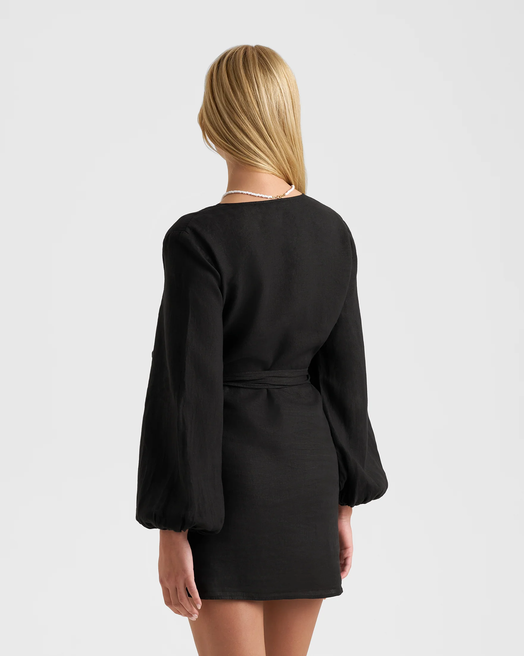 Linen Biarritz Dress - O10BZ - Black - Image 4