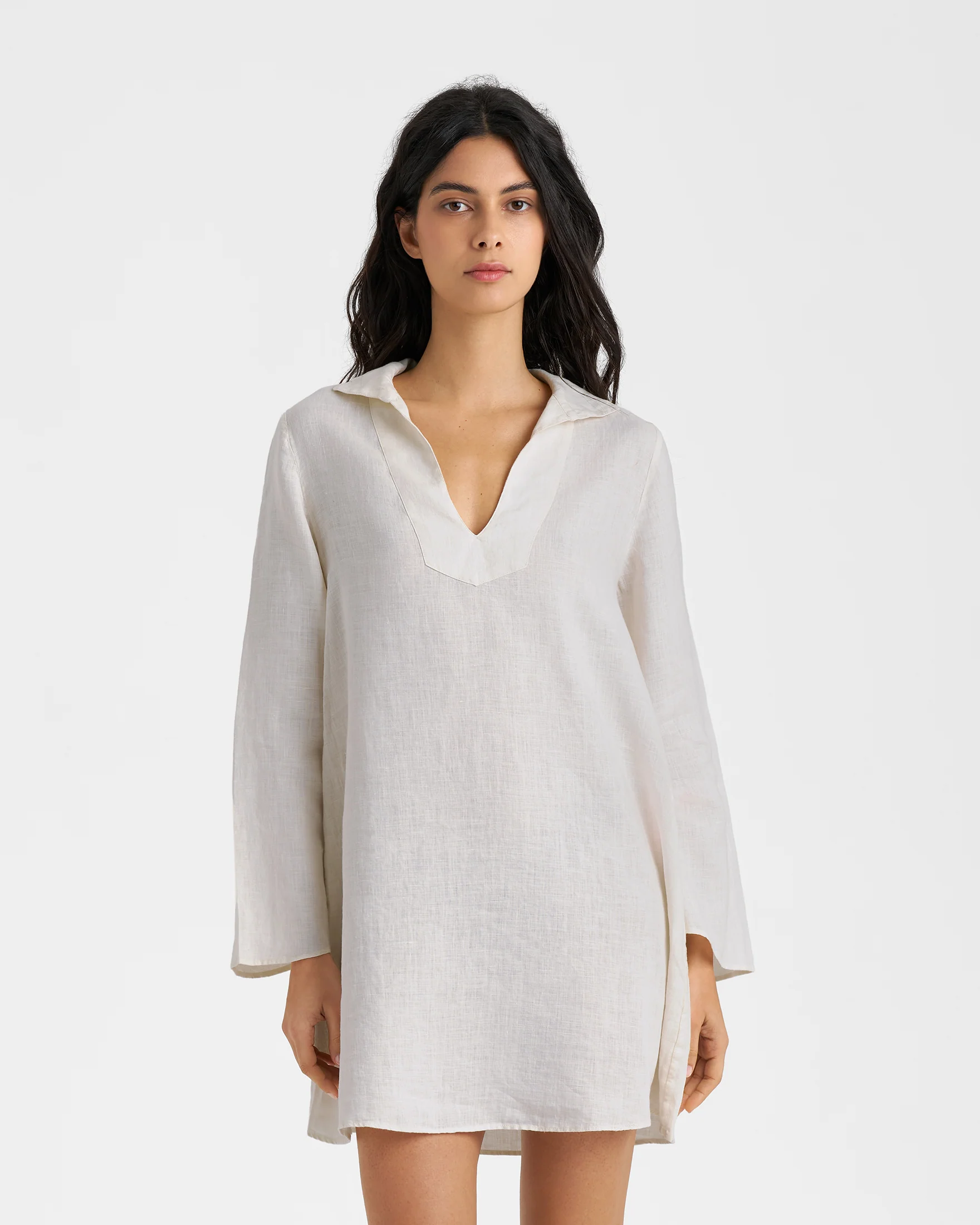 Linen Cabo Dress - L51BX - Off White - Image 3