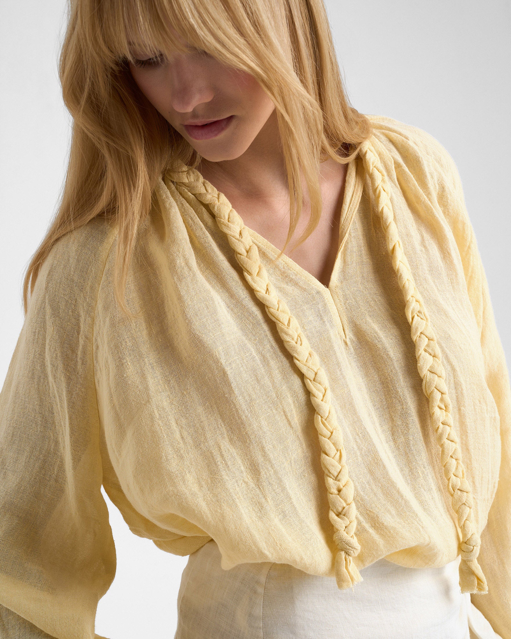 Linen Gauze Mykonos Shirt - F19MY - Butter Yellow - Image 3