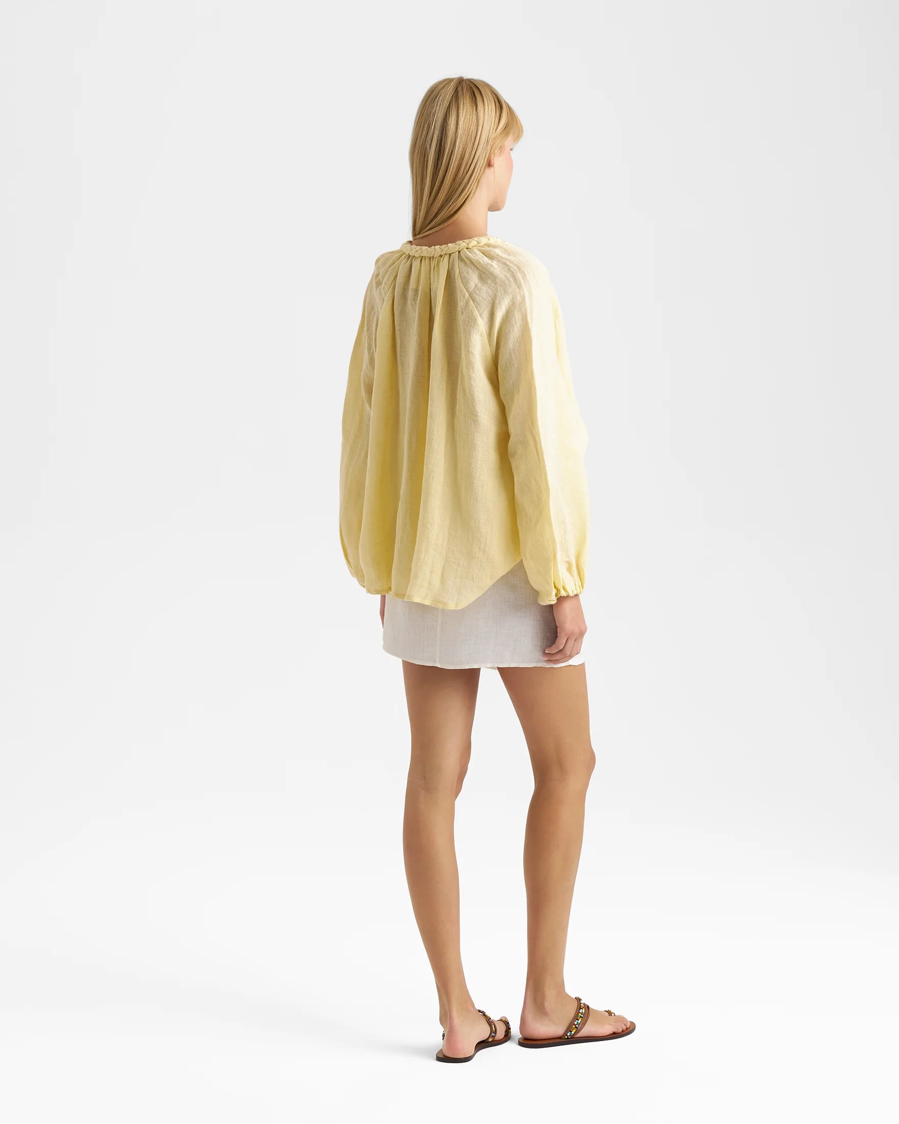 Linen Gauze Mykonos Shirt - F19MY - Butter Yellow - Image 4