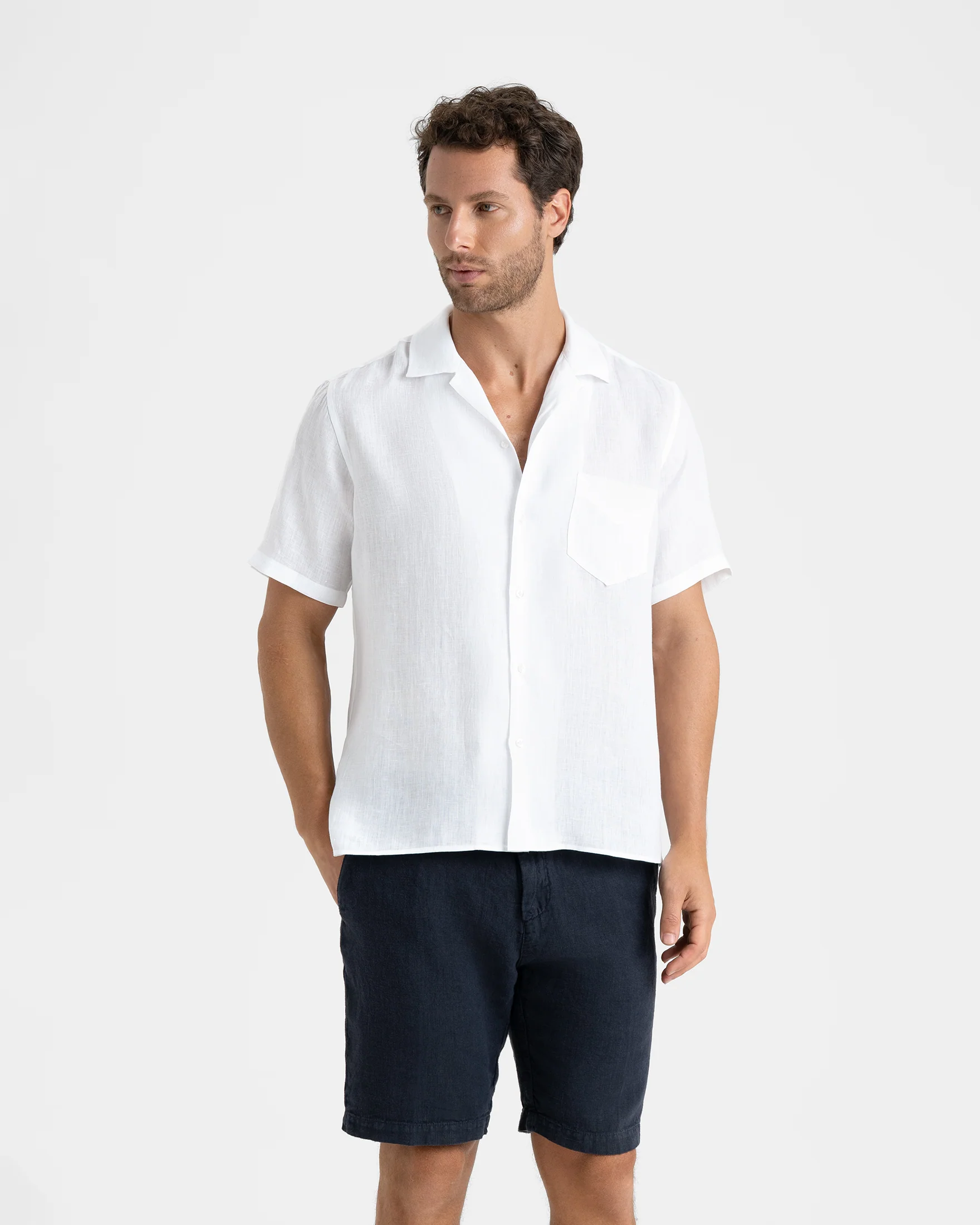 Linen Havana Camp-Collar Shirt - M52HA - Off White