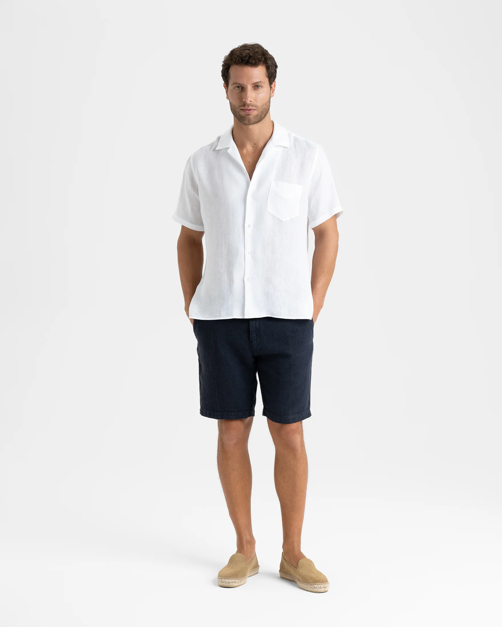 Linen Havana Camp-Collar Shirt - M52HA - Off White - Image 2