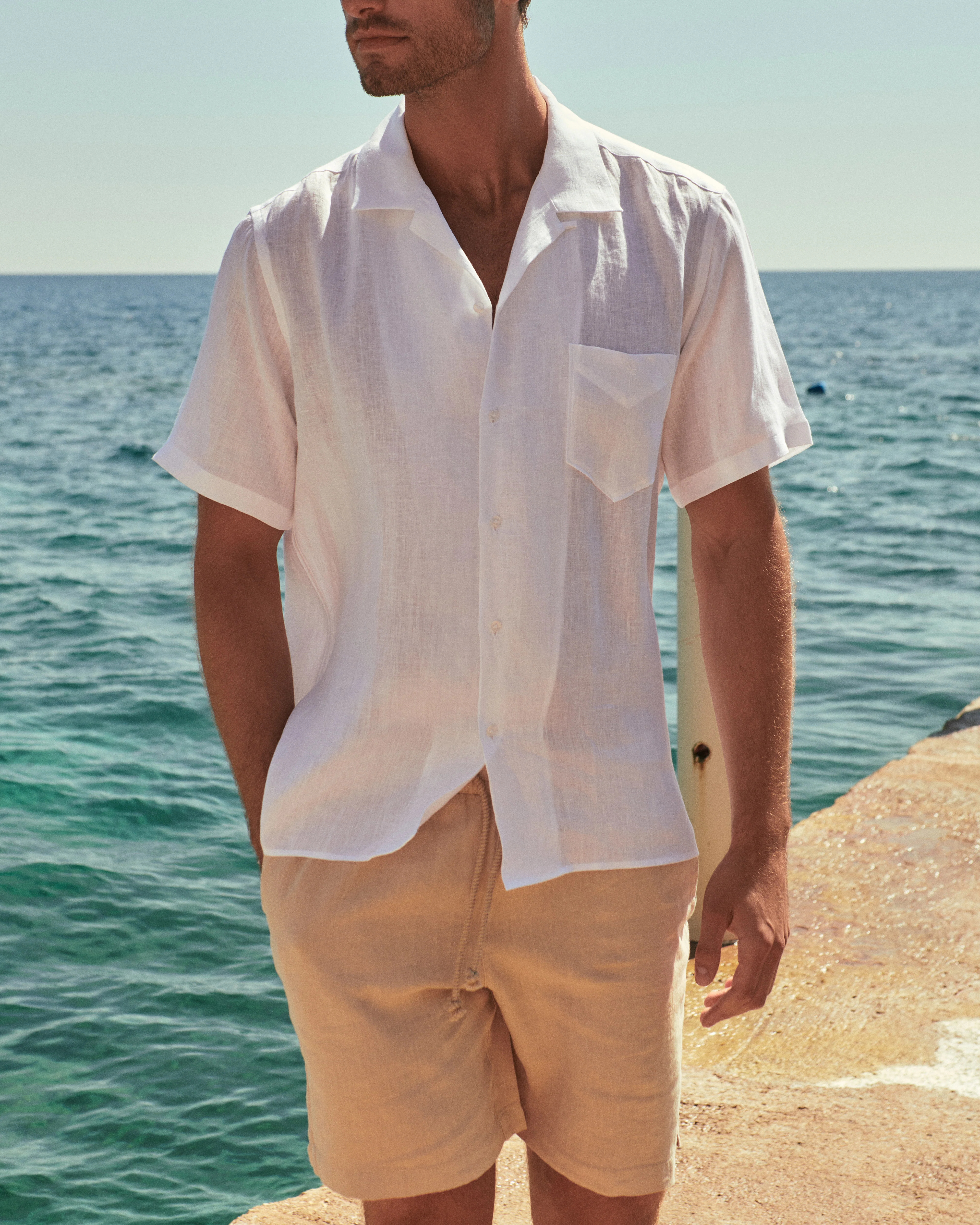 Linen Havana Camp-Collar Shirt - M52HA - Off White - Image 6