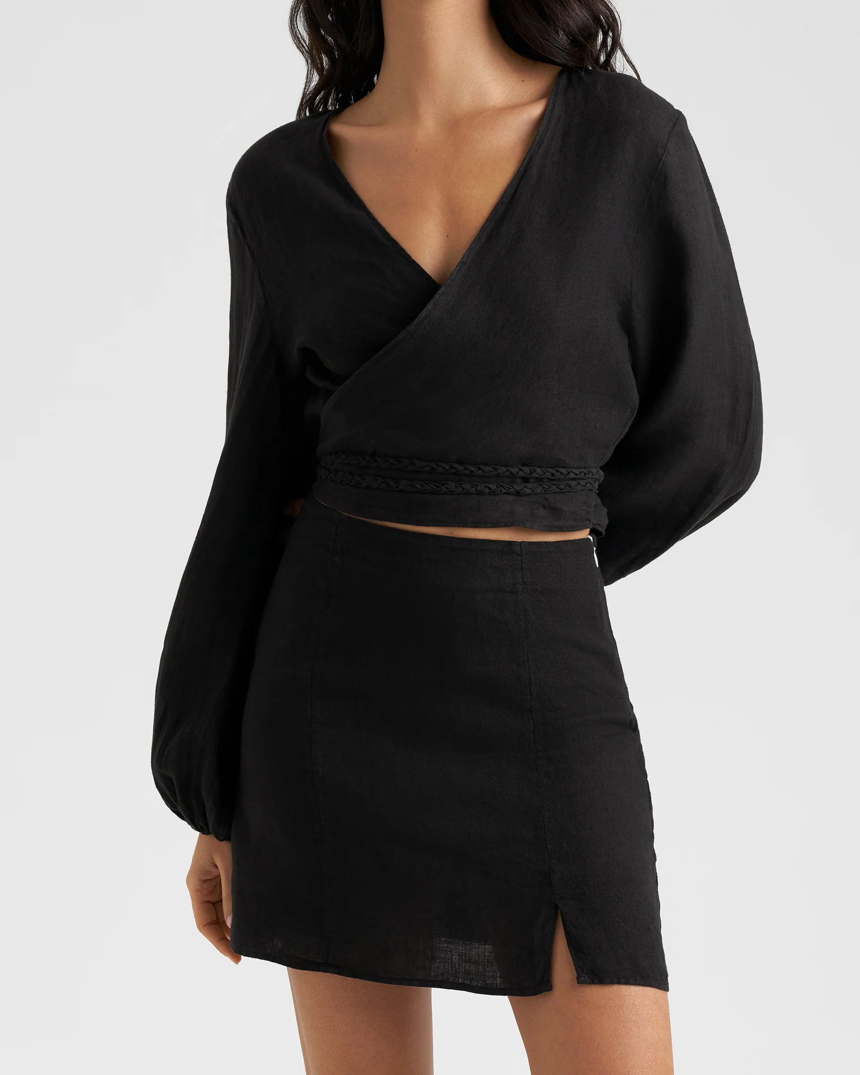 Linen Lima Skirt - O10LI - Black
