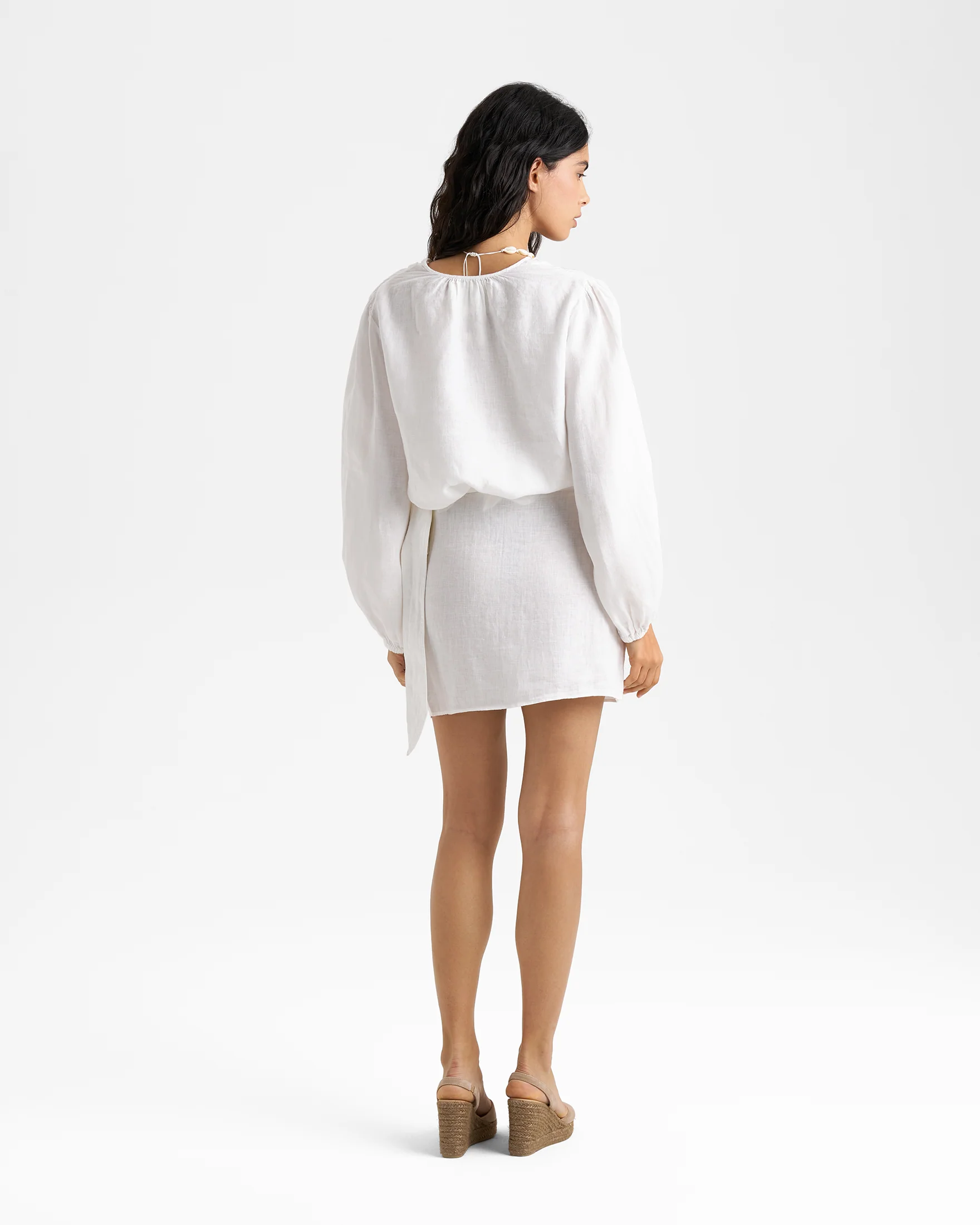Linen Lipso Skirt - L51FV - Shell White - Image 4