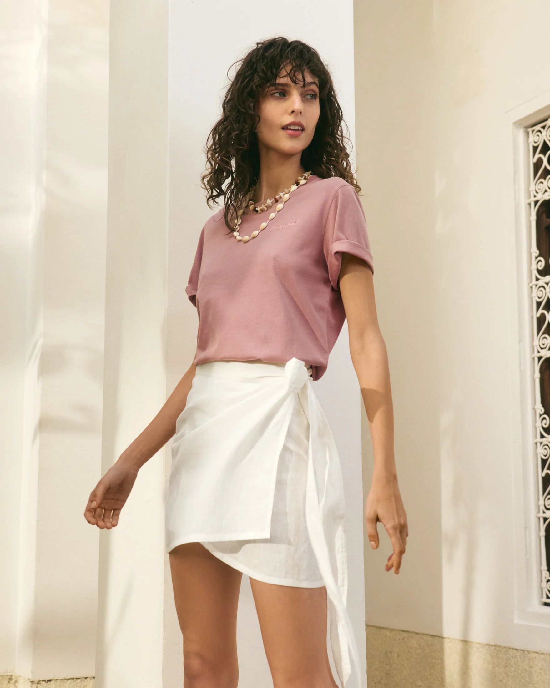 Linen Lipso Skirt - L51FV - Shell White - Image 6