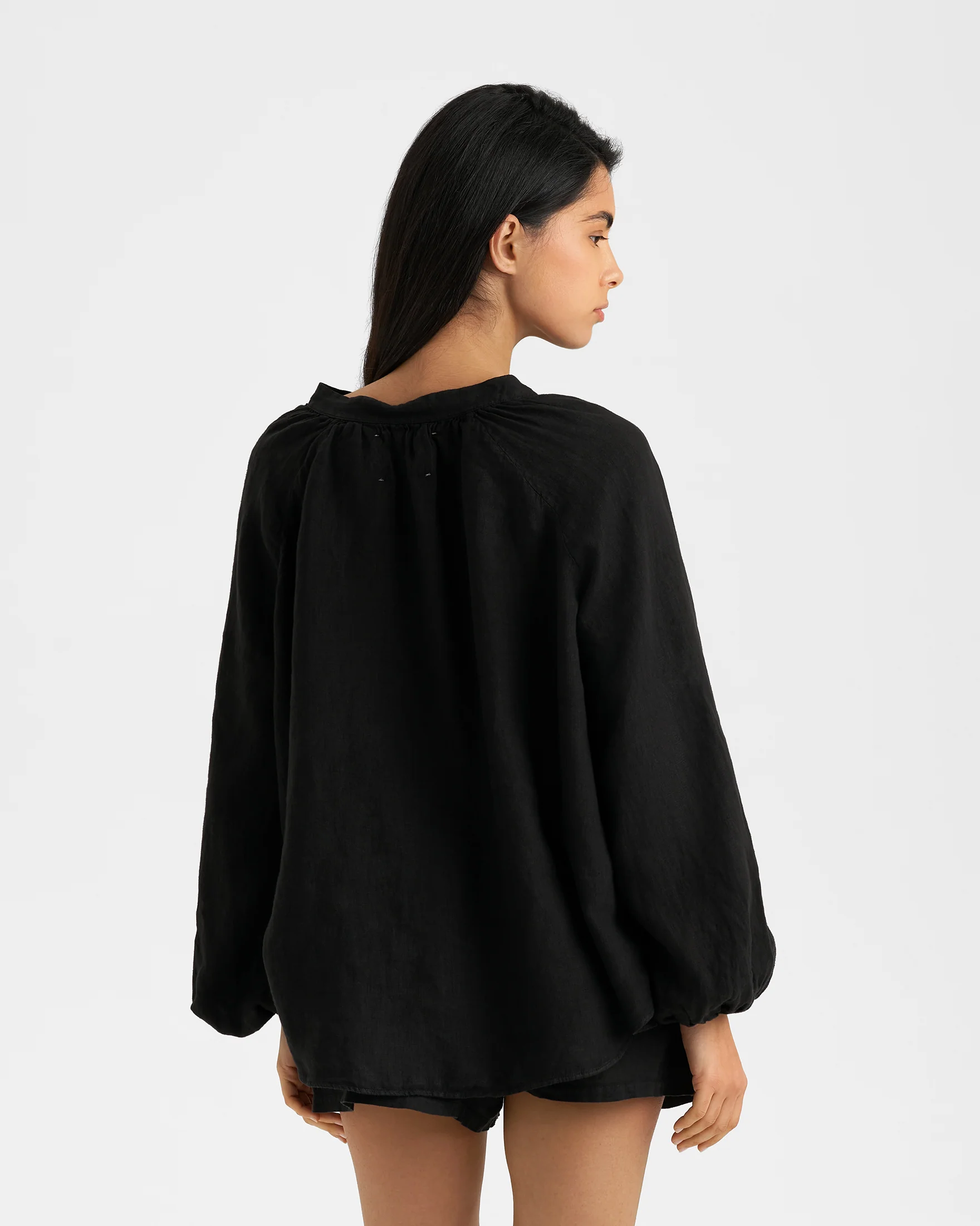Linen Milos Shirt - O10MI - Black - Image 4