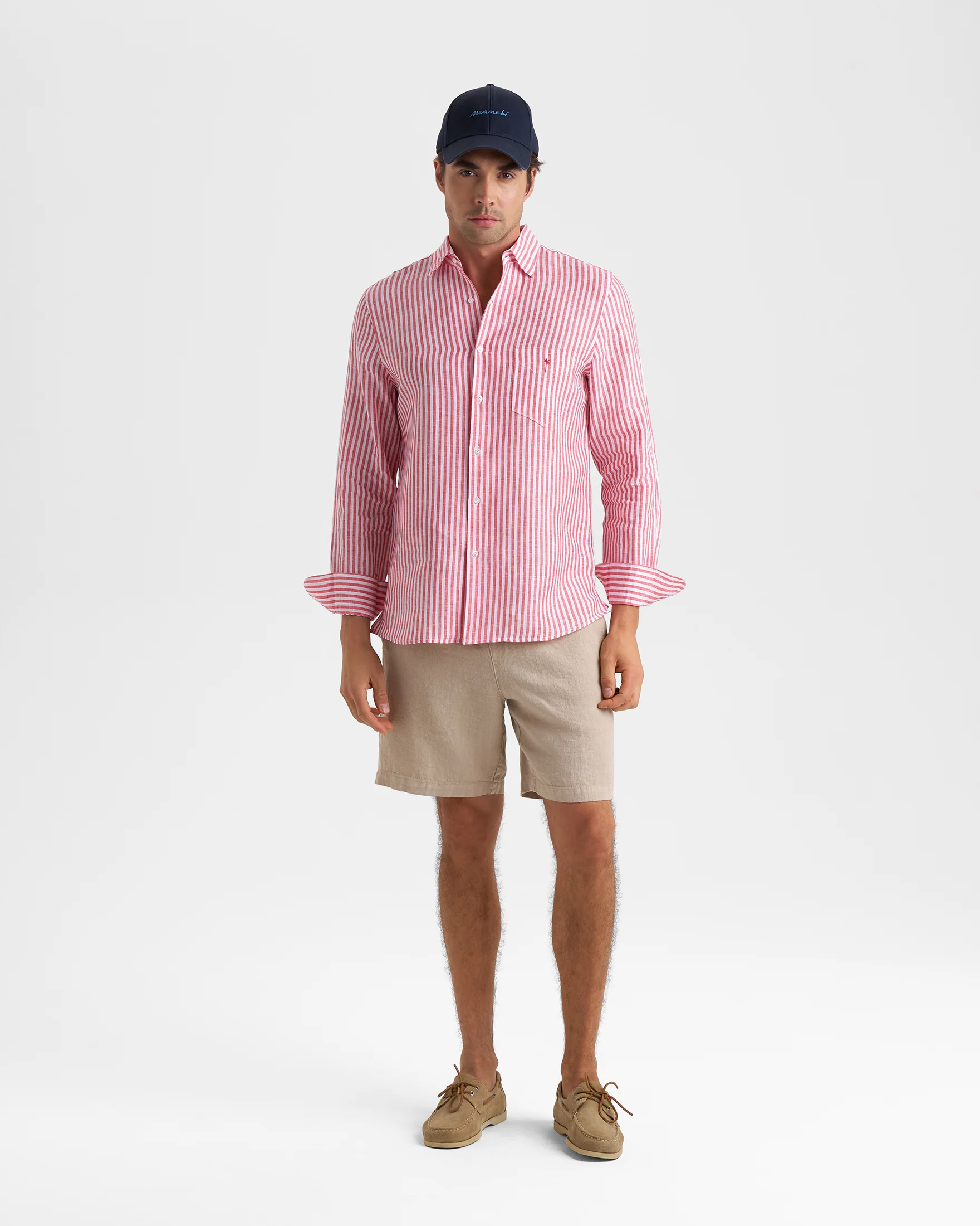 Linen Panama Shirt - A57PA - Red And White Stripes - Image 2