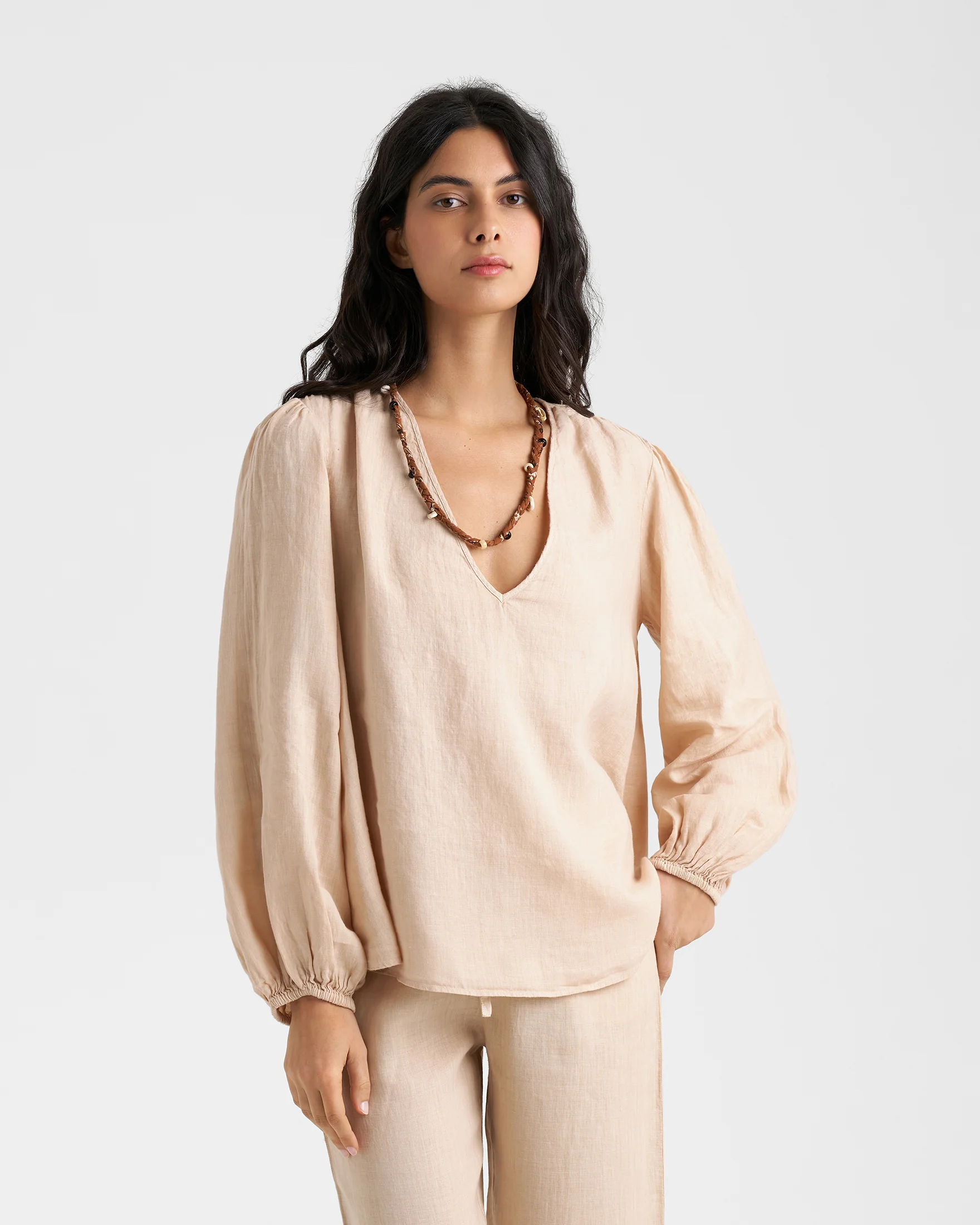 Linen Paros Shirt - L22EN - Bleached Sand