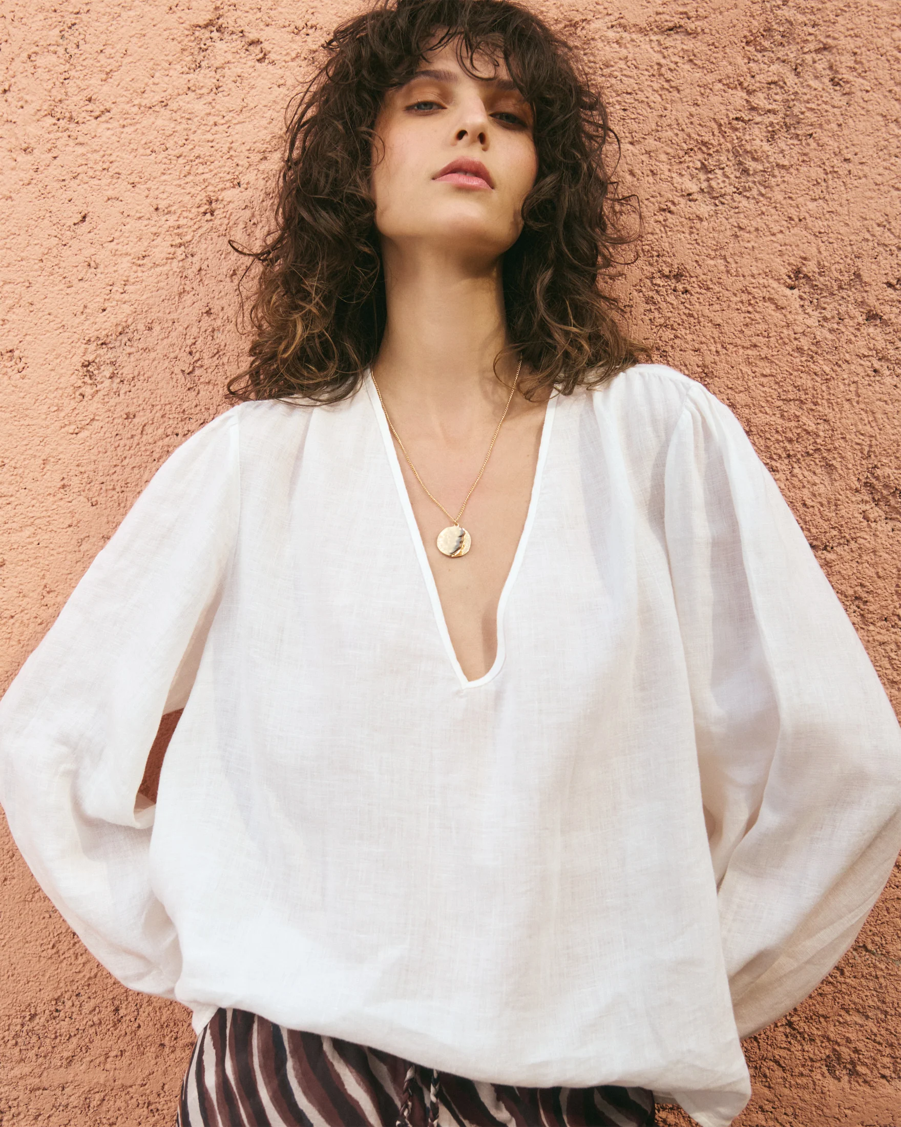 Linen Paros Shirt - L51EN - Shell White - Image 5