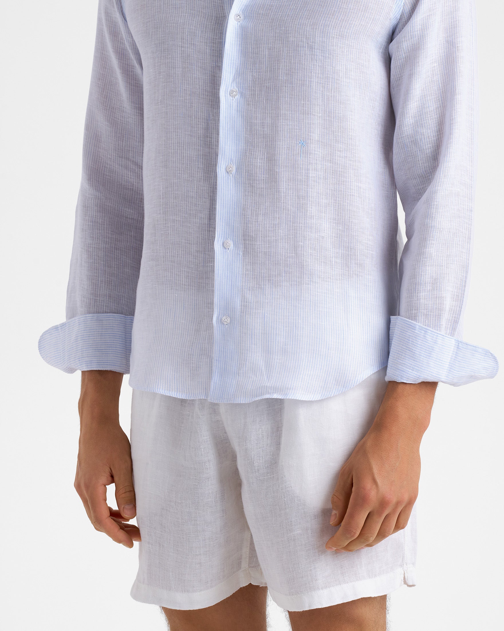 Linen Posillipo Shirt - A36GZ - Light Blue And White Stripes - Image 3