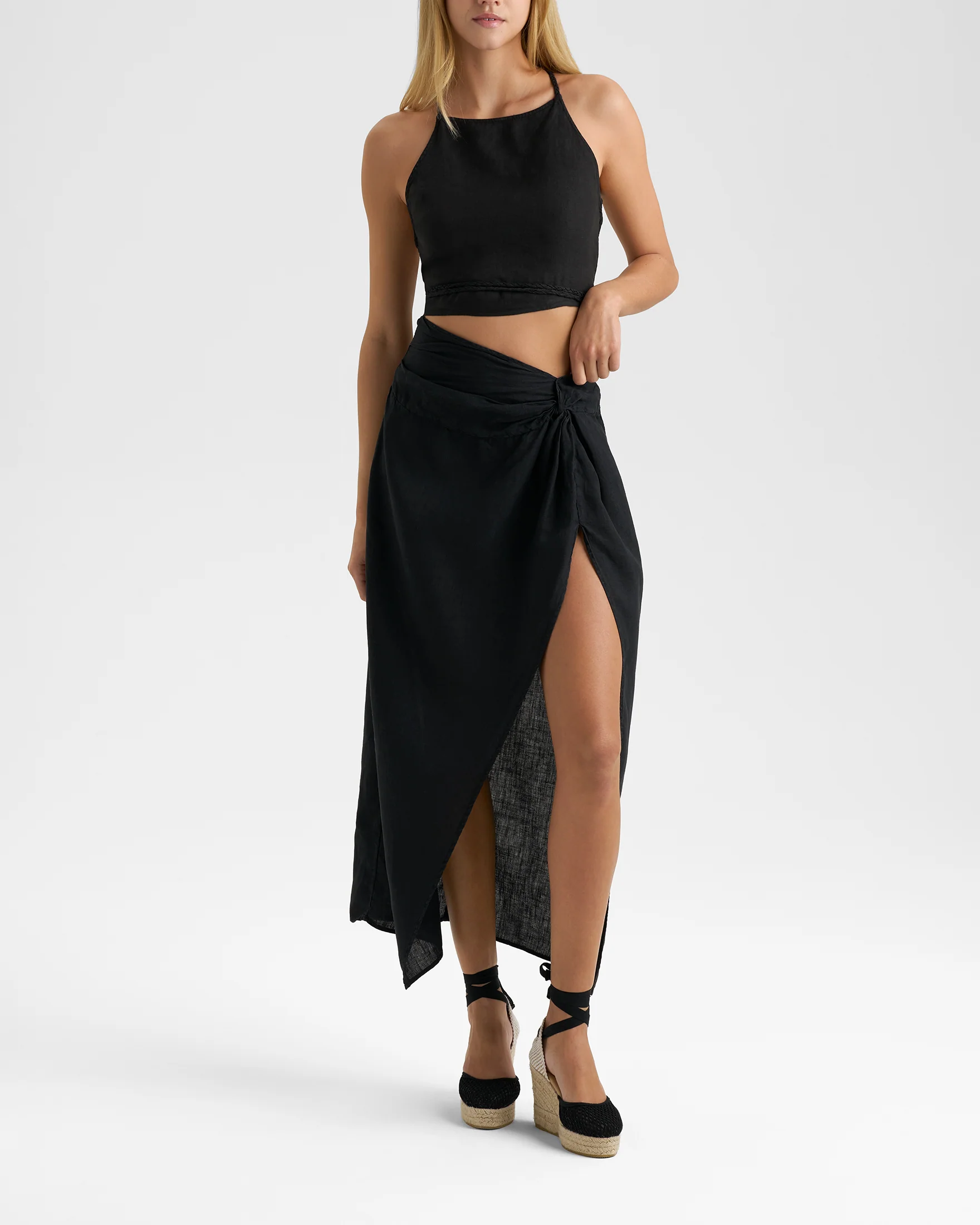 Linen Trancoso Skirt - O10PN - Black