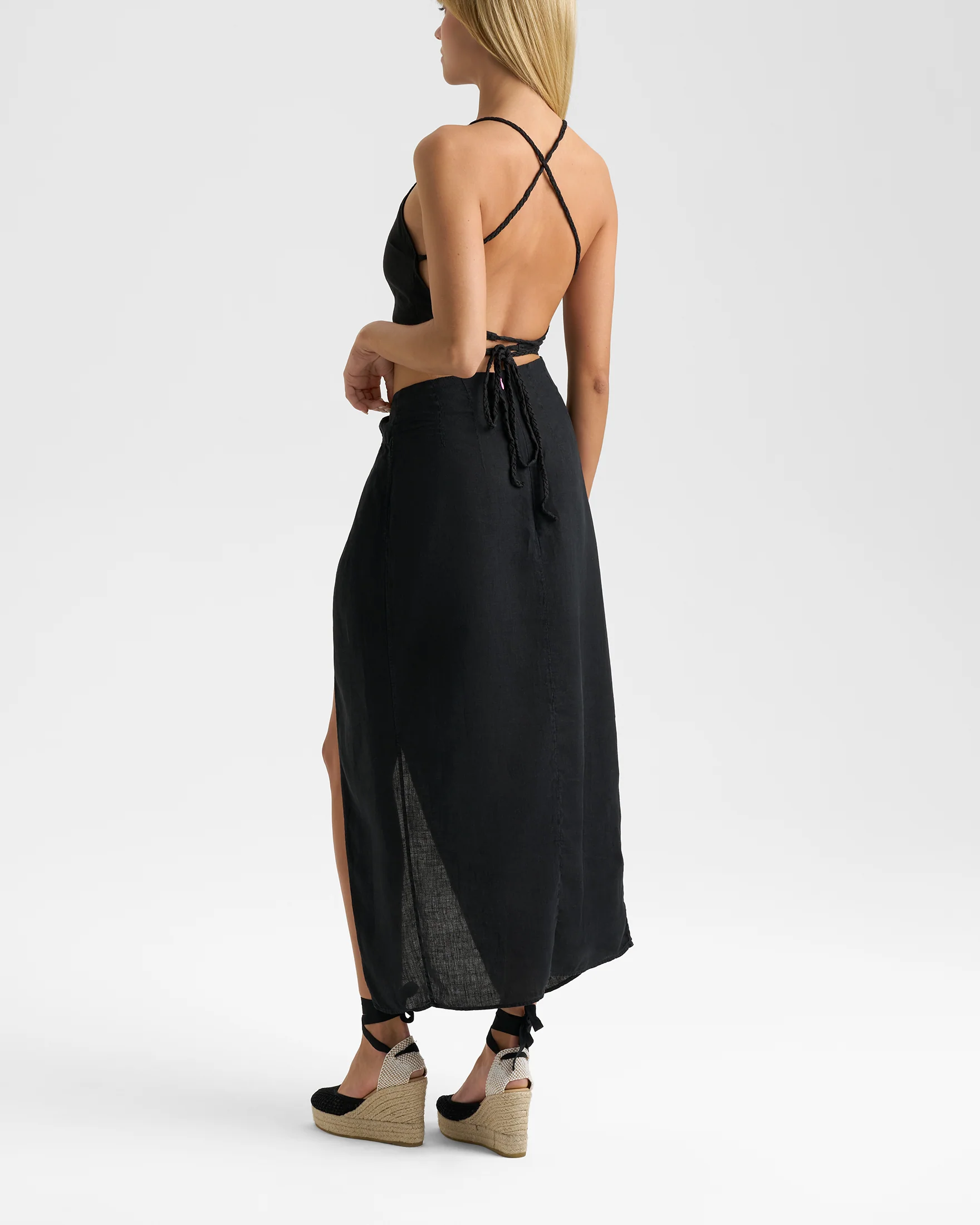 Linen Trancoso Skirt - O10PN - Black - Image 4