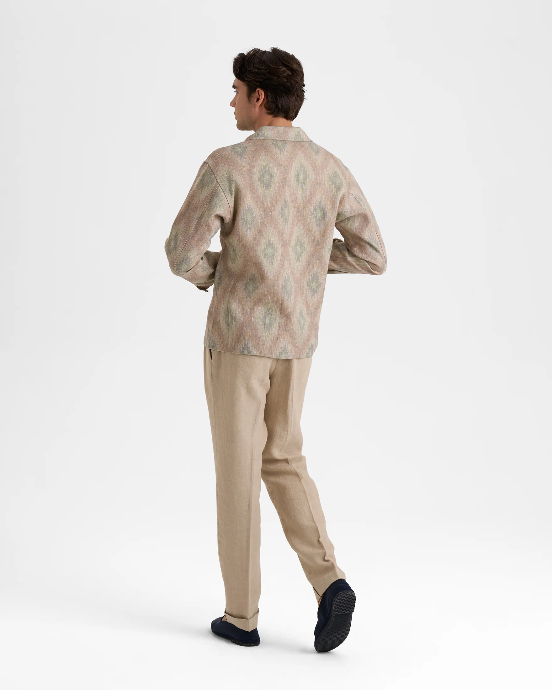 Linen With Embroidery Navajo Print Overjacket - A01LU - Military Navajo - Image 5