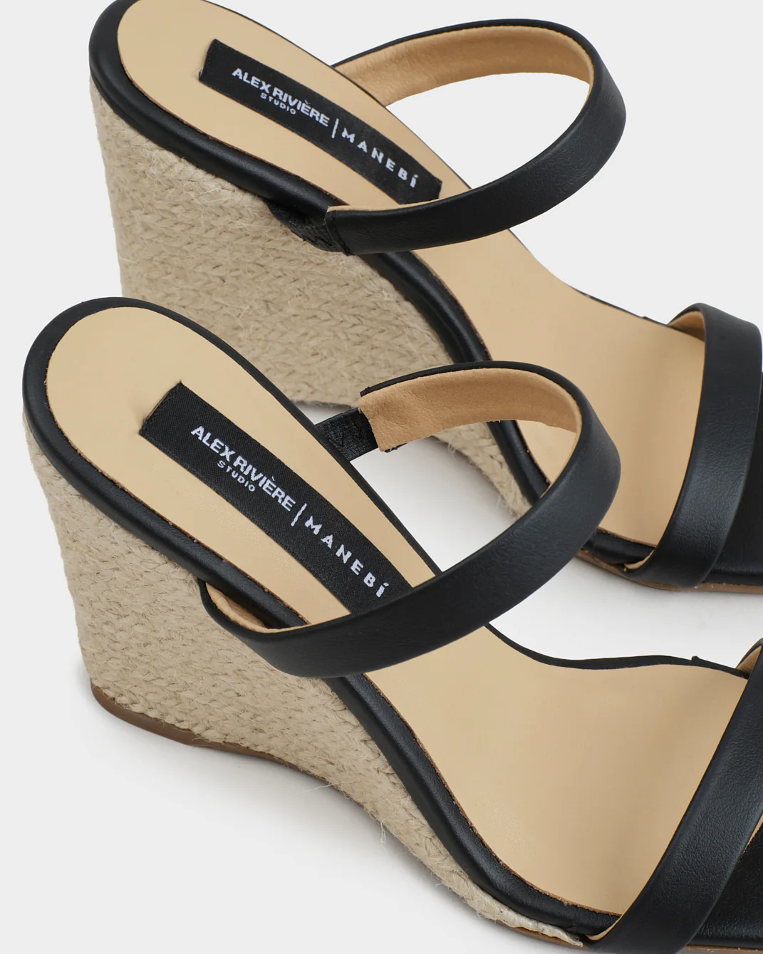 Lou Leather Wedge Mule Espadrilles - N09XQ - Alex Rivière Studio X Manebí - Black - Image 4