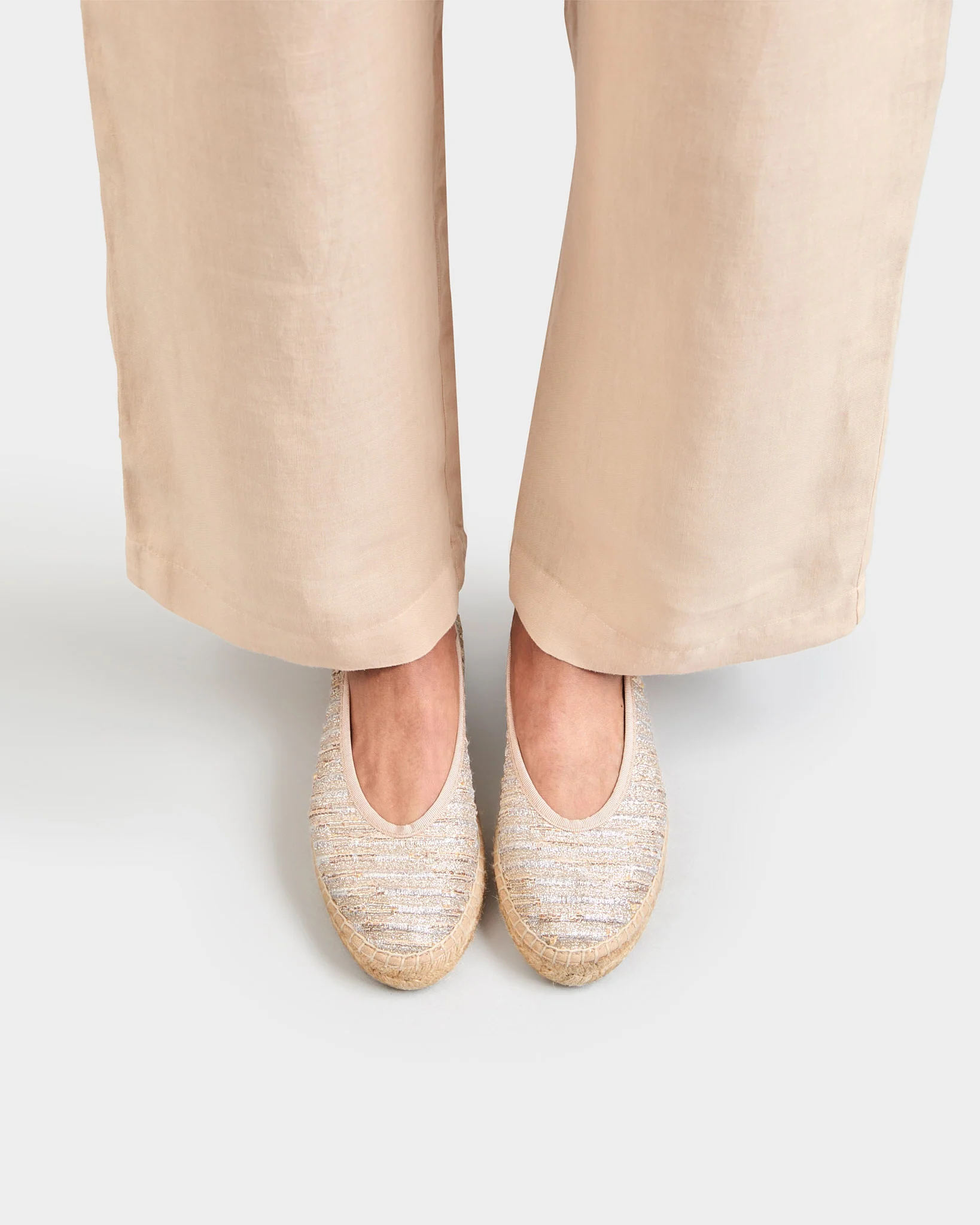 Lurex Cotton Ballet Flat Espadrilles - H31BK - Monaco Platinum - Image 3