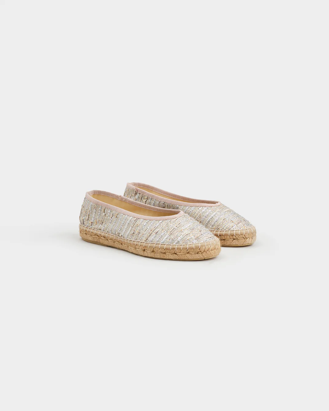 Lurex Cotton Ballet Flat Espadrilles - H31BK - Monaco Platinum - Image 4