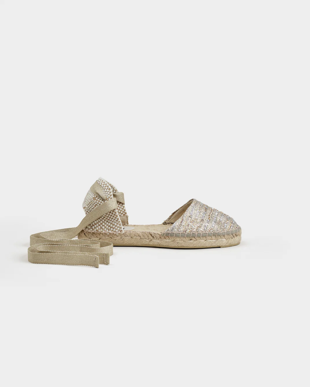 Lurex Cotton Blend Flat Valenciana Espadrilles - H31P0 - Monaco Platinum