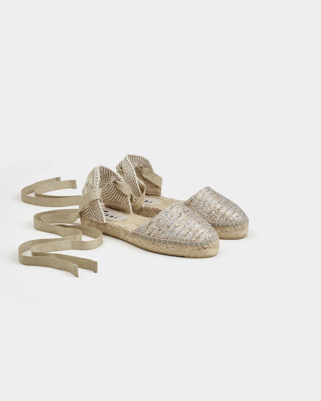 Lurex Cotton Blend Flat Valenciana Espadrilles - H31P0 - Monaco Platinum - Image 3