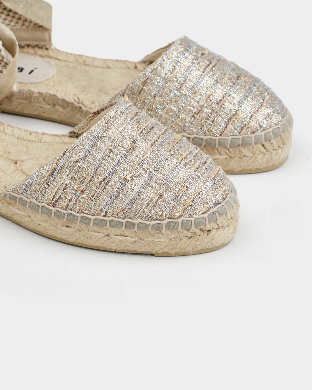 Lurex Cotton Blend Flat Valenciana Espadrilles - H31P0 - Monaco Platinum - Image 4