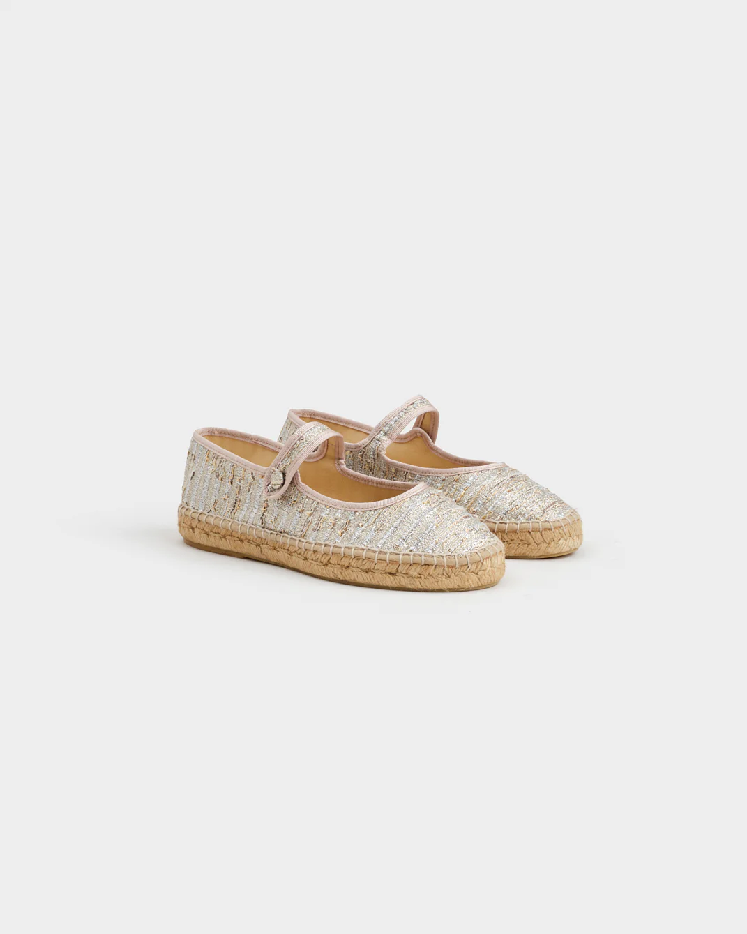 Lurex Cotton Flat Ballerina With Strap - H31BP - Monaco Platinum - Image 3