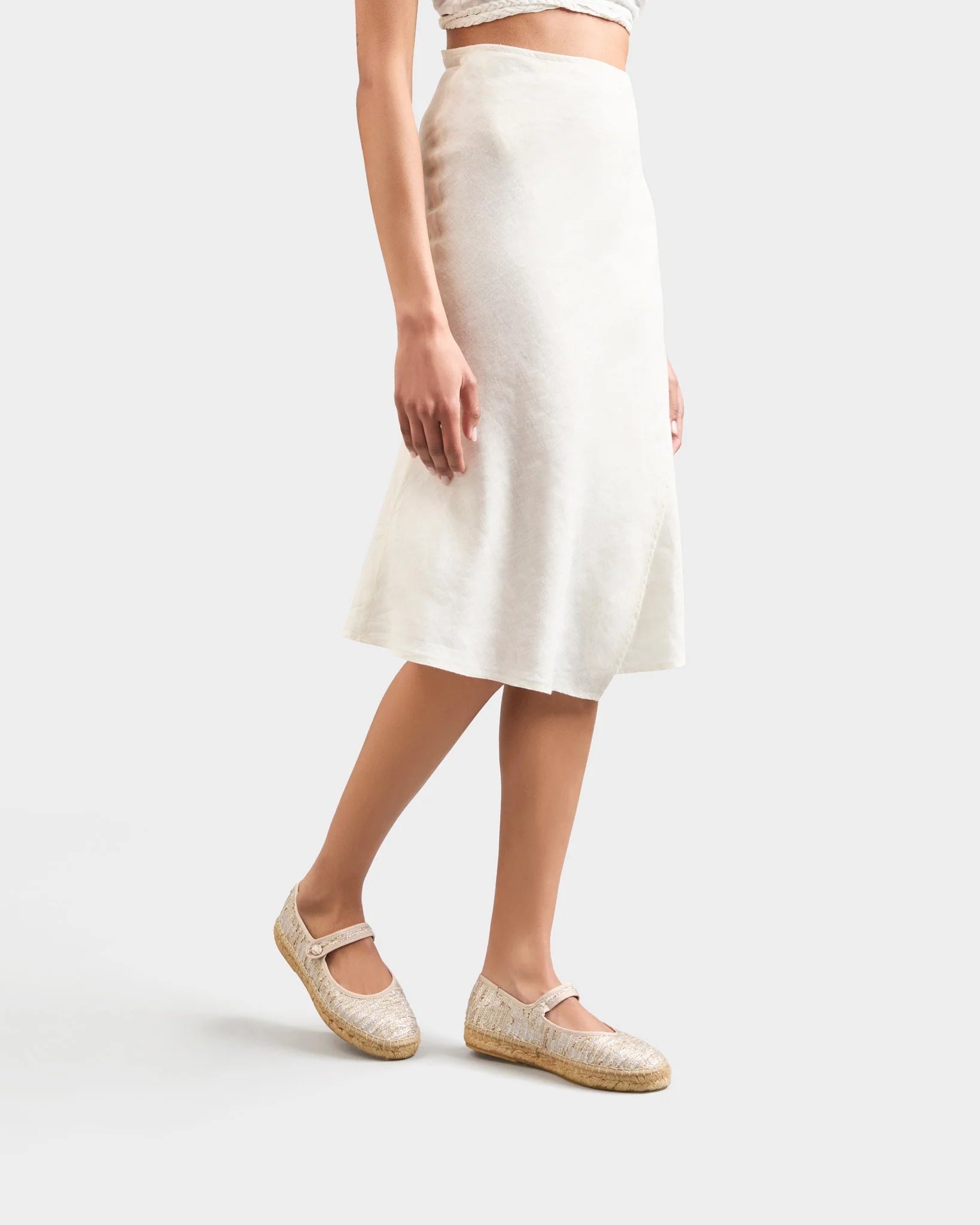 Lurex Cotton Flat Ballerina With Strap - H31BP - Monaco Platinum - Image 5