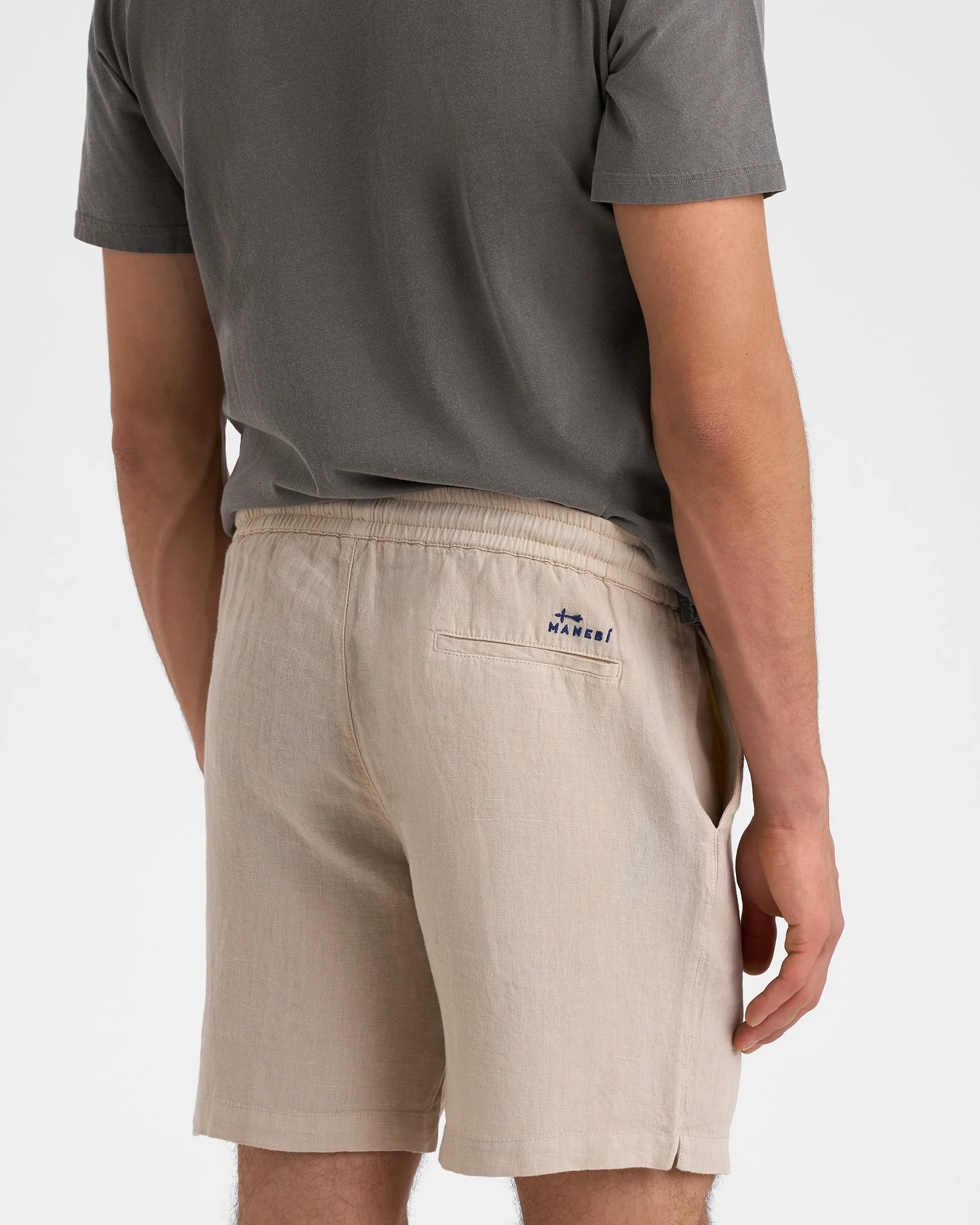 Washed Linen Malibu Shorts - K31ML - Kaki Beige - Image 3