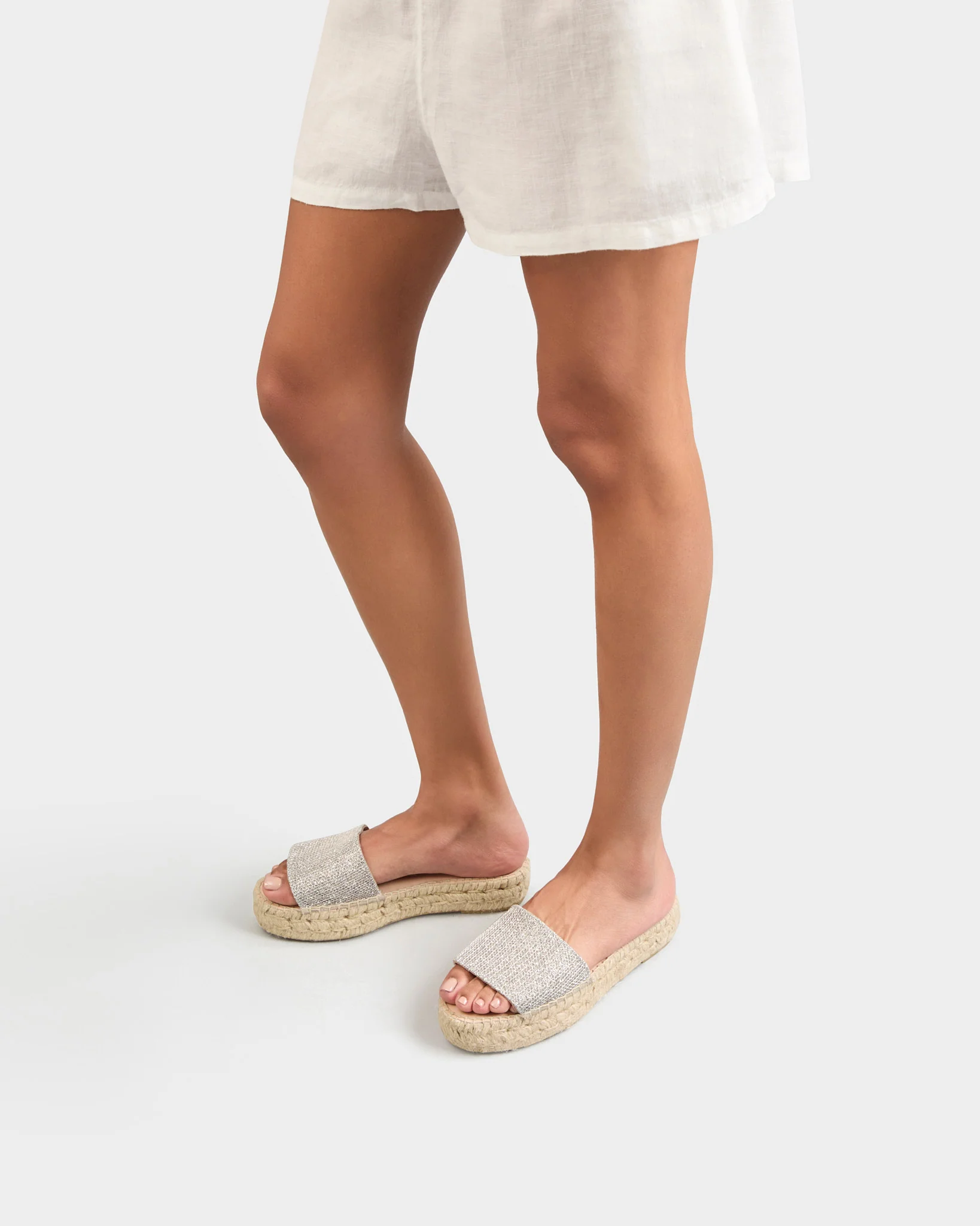 Metallic Weaving Double Sole Slides - Z92DS - Monaco - Silver - Image 2