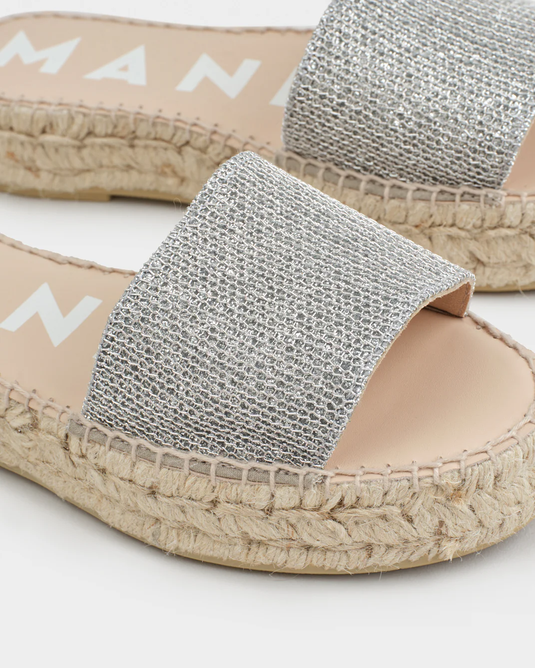 Metallic Weaving Double Sole Slides - Z92DS - Monaco - Silver - Image 4